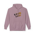Live Loud Hoodie — Bold Diagonal Text Graphic Pullover