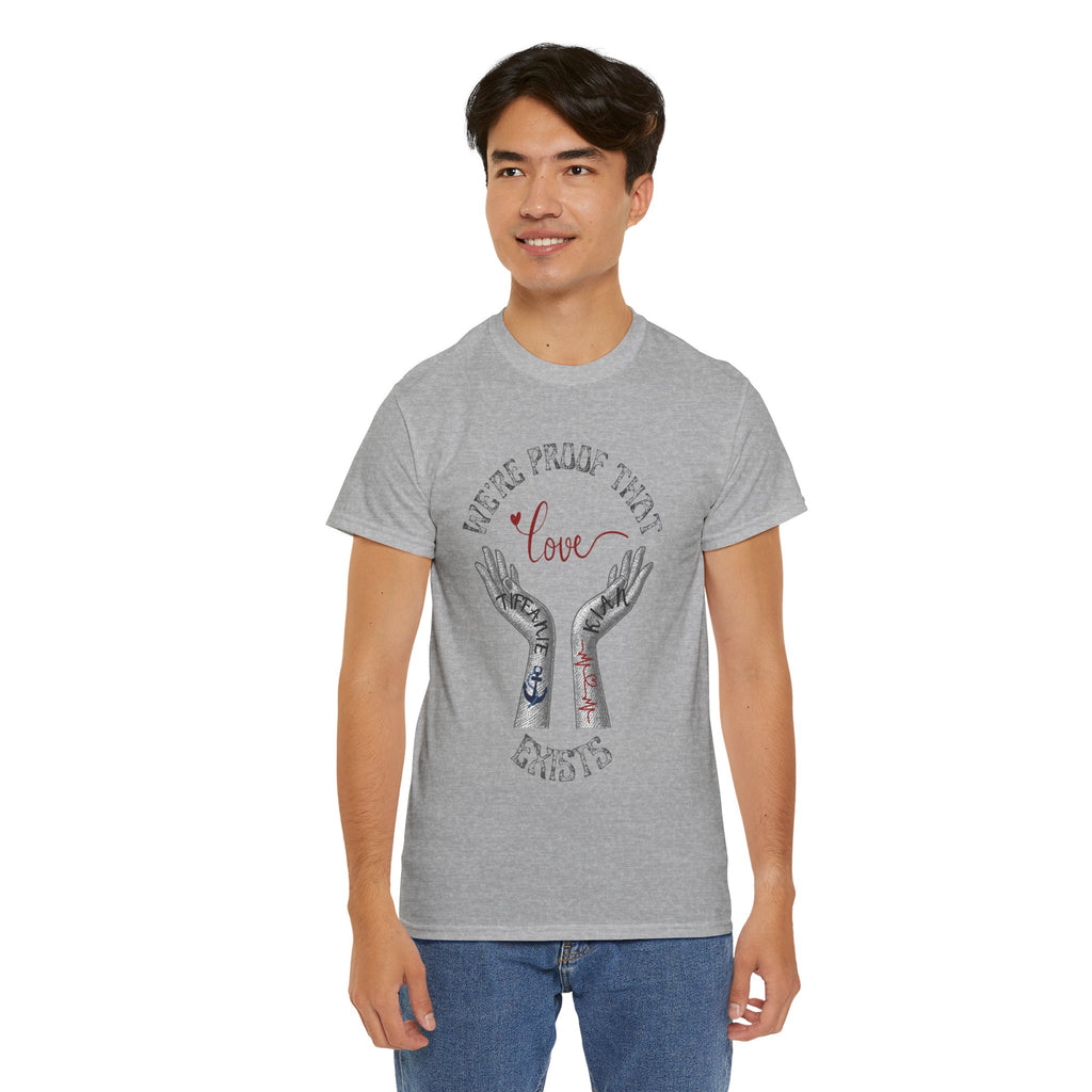 Love Wins Tattoo Hands T‑Shirt – "We're Proof That Love Exists" Couples Goal Pride Tee