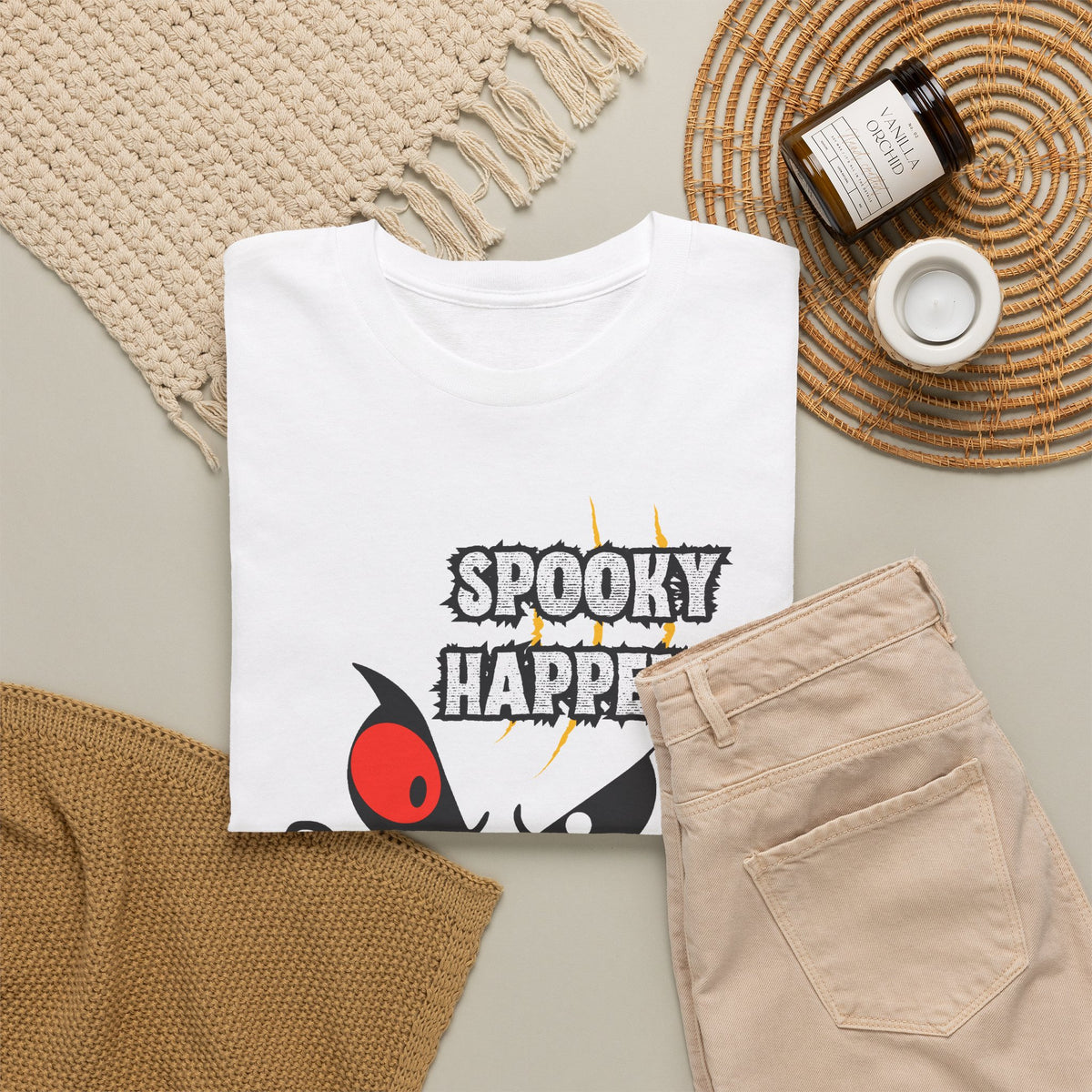 Spooky Happens Halloween T-Shirt — Creepy Jack-O'-Lantern Face Tee