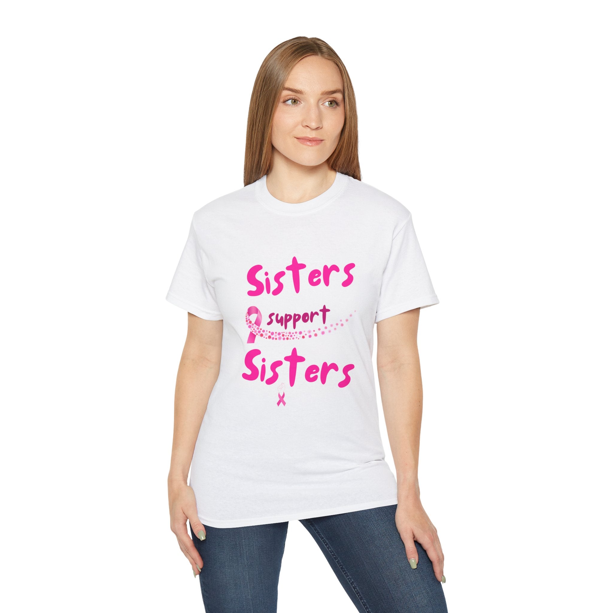 Sisters Support Sisters Pink Ribbon Tee