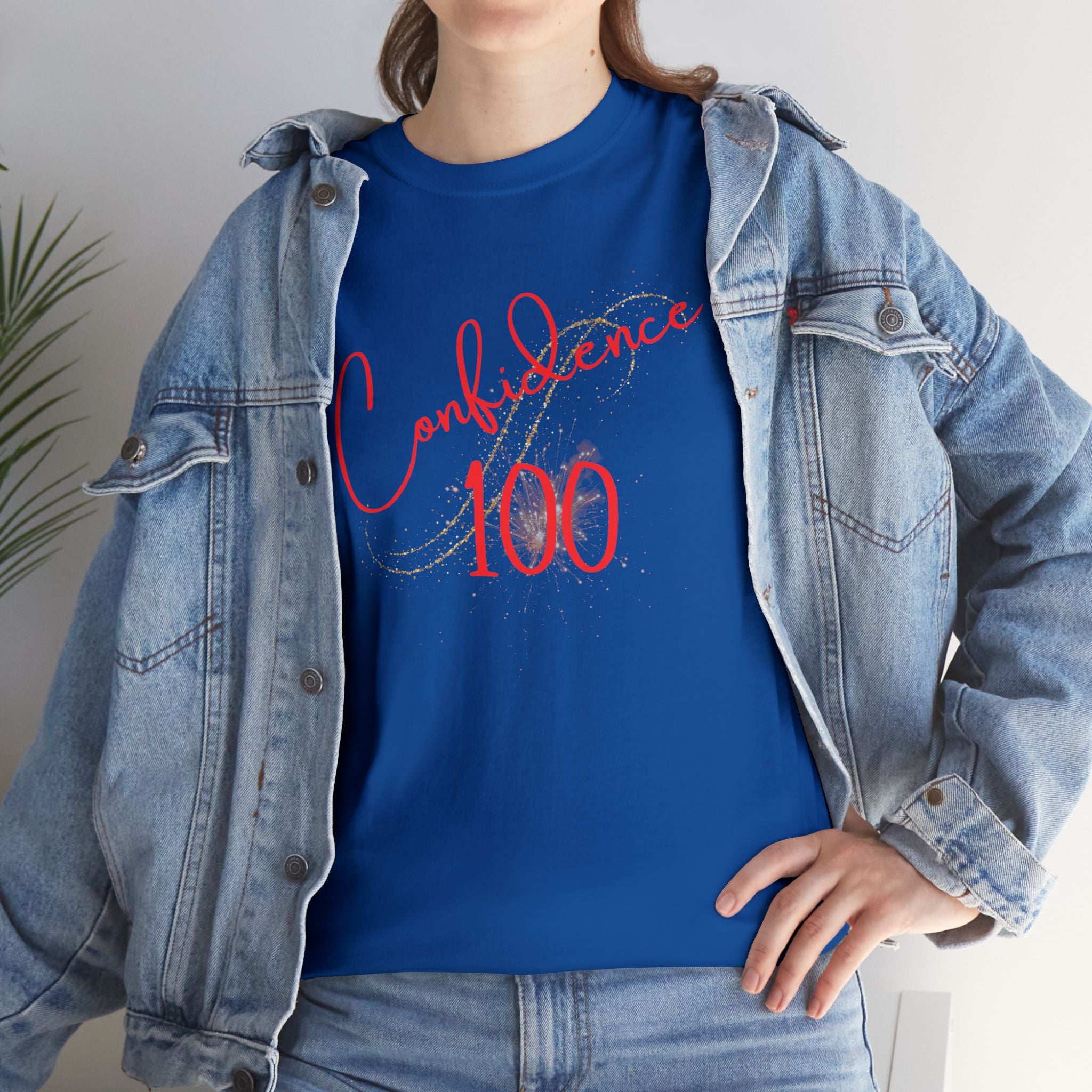 Confidence 100 T-Shirt — Inspirational Script Graphic Tee