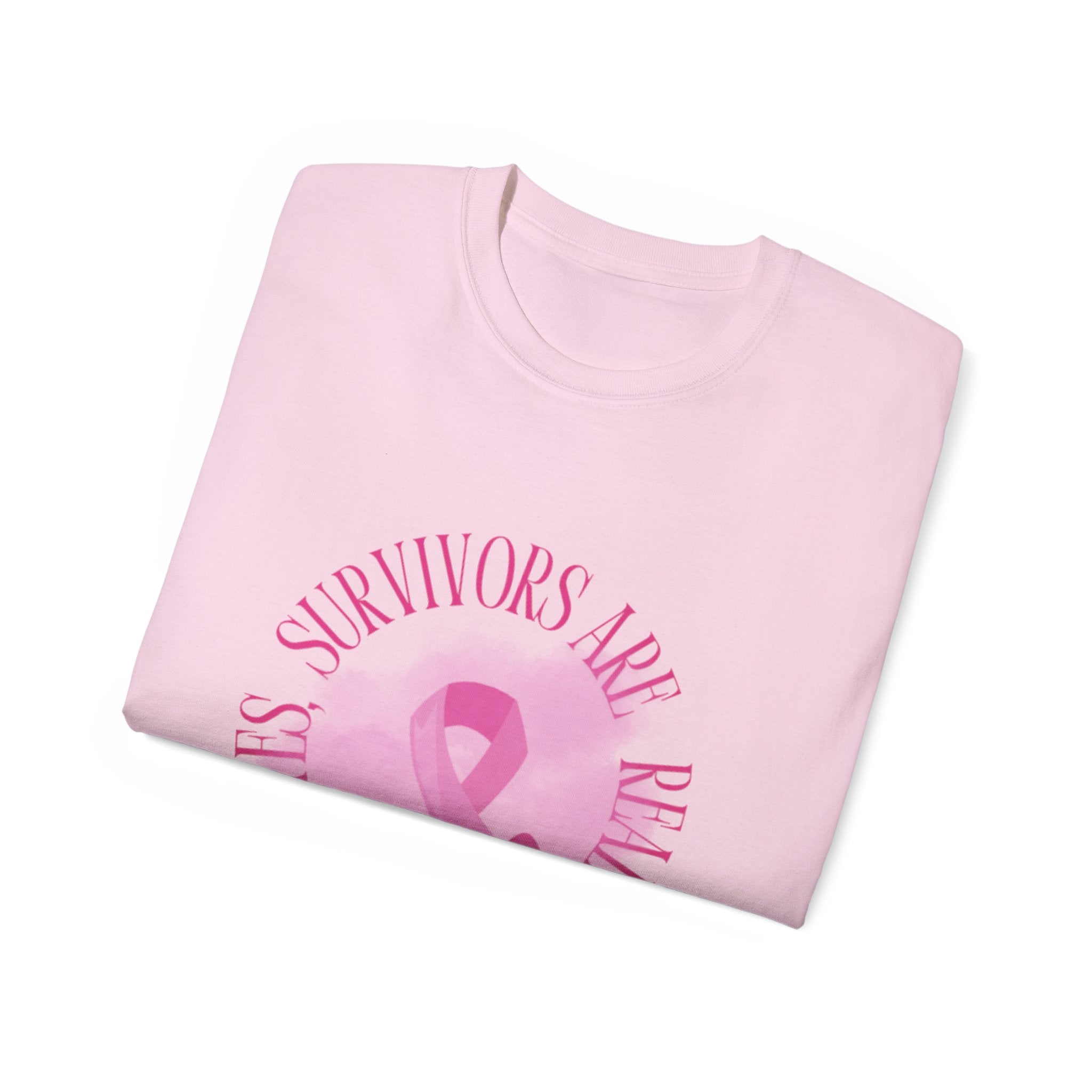 Breast Cancer Survivors Are Real T-Shirt — Pink Ribbon Boxing Gloves Tee