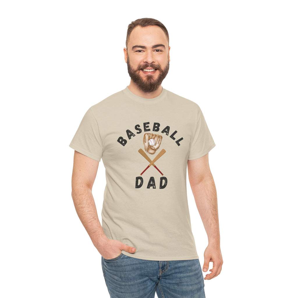 Baseball Dad Tee — Vintage Glove & Crossed Bats Graphic Shirt