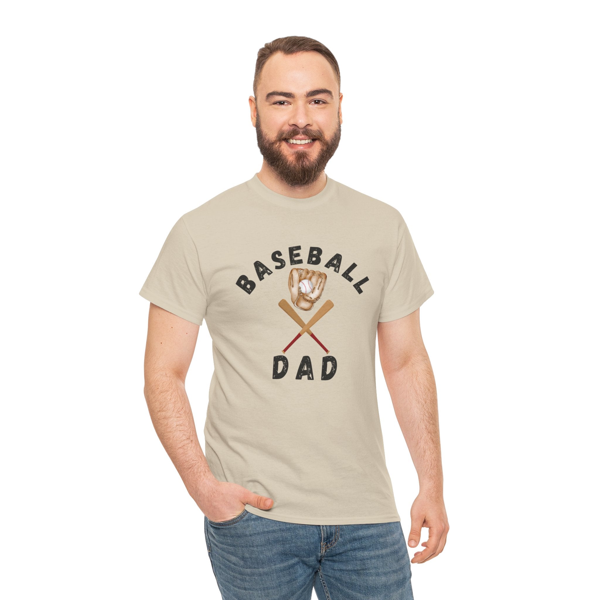 Baseball Dad Tee — Vintage Glove & Crossed Bats Graphic Shirt