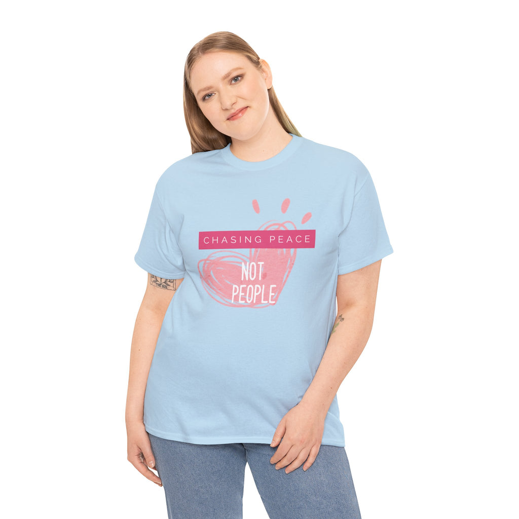 Chasing Peace Not People Tee — Pink Graphic Mental Health Awareness T‑Shirt