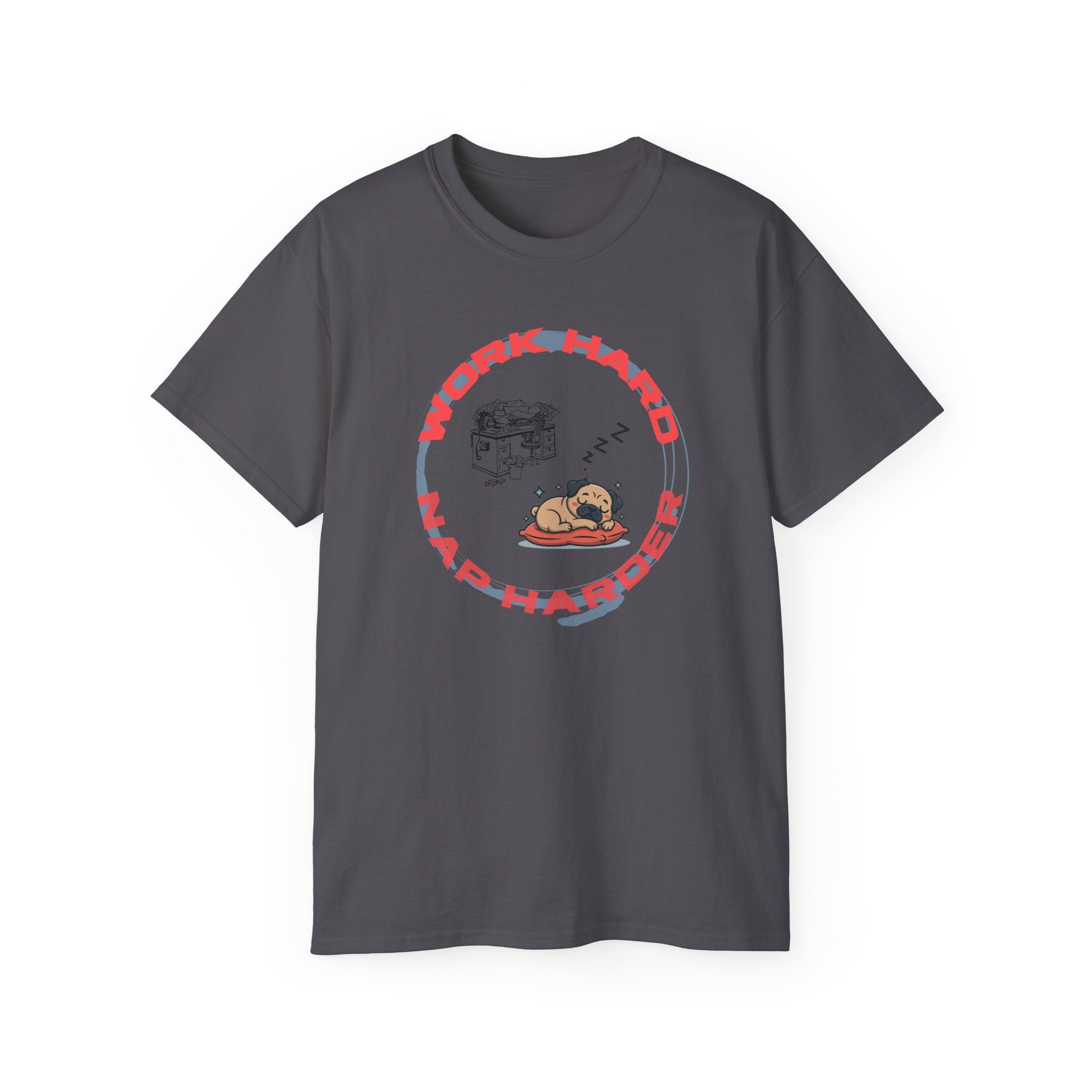 Work Hard Nap Harder T‑Shirt — Funny Sleep Lover Graphic Tee