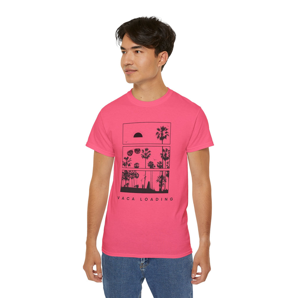 Vacation Loading T‑Shirt — Retro Palm & Sunset Graphic Tee