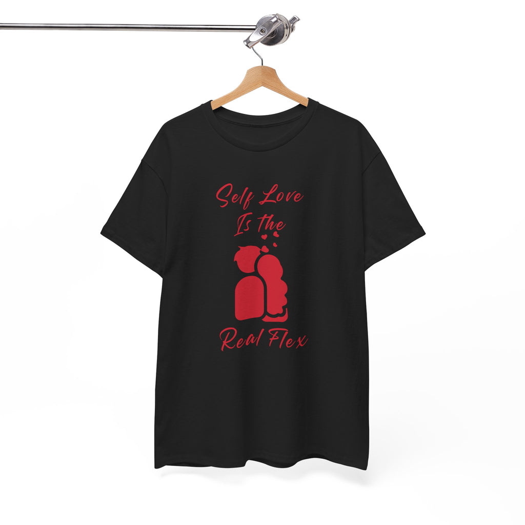 T-Shirt — "Self Love Is The Real Flex" Romantic Couple Graphic Tee