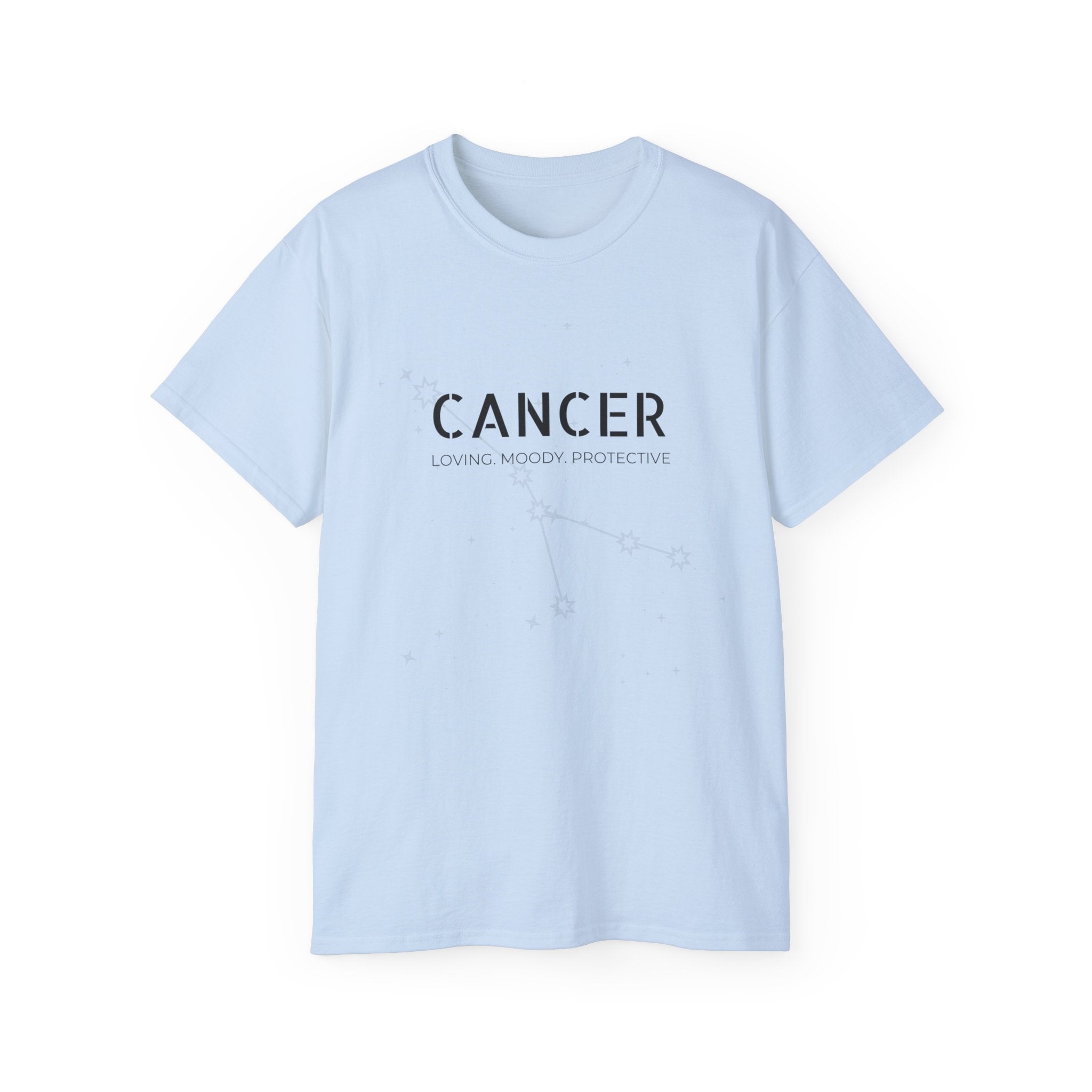 Cancer Zodiac T‑Shirt – Minimalist 'Cancer: Caring, Moody, Protective' Astrology Tee