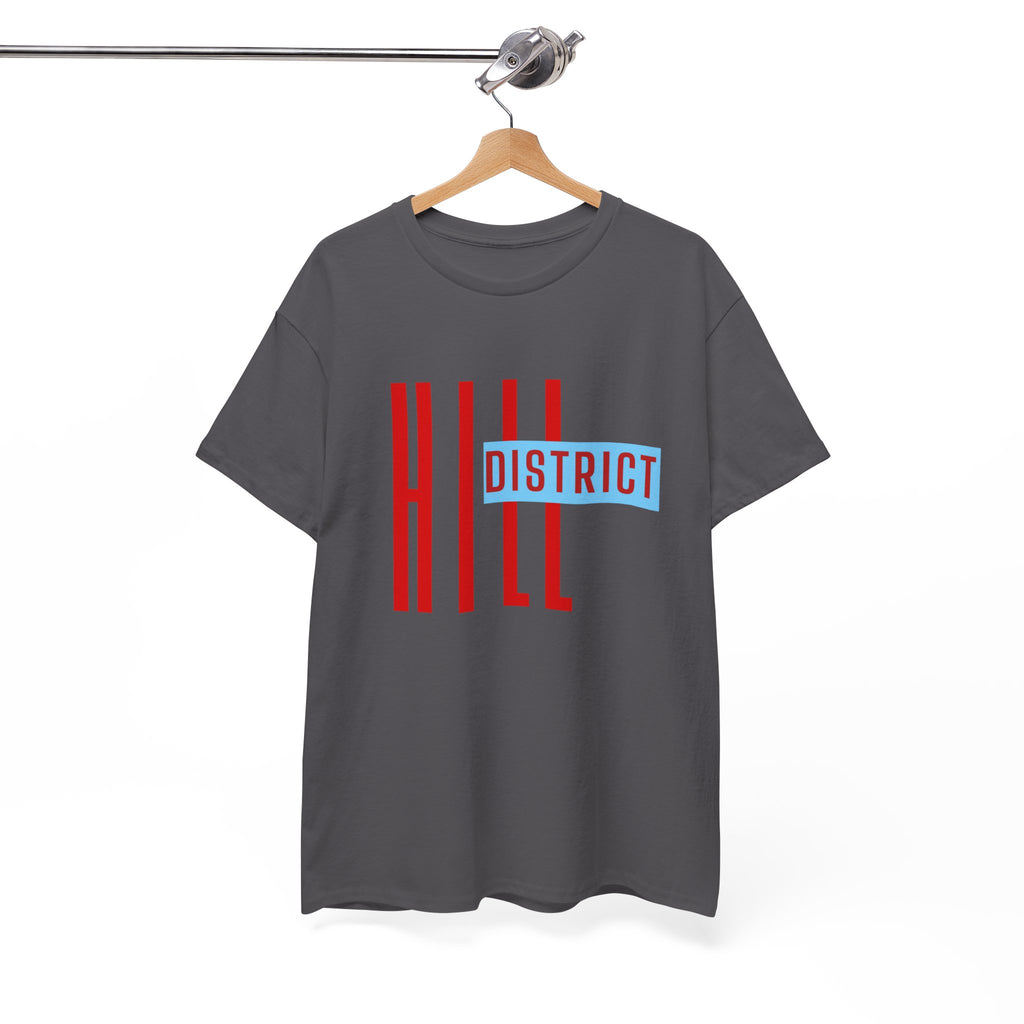 Hill District T-Shirt — Retro Red & Blue 'DISTRICT' Graphic Tee