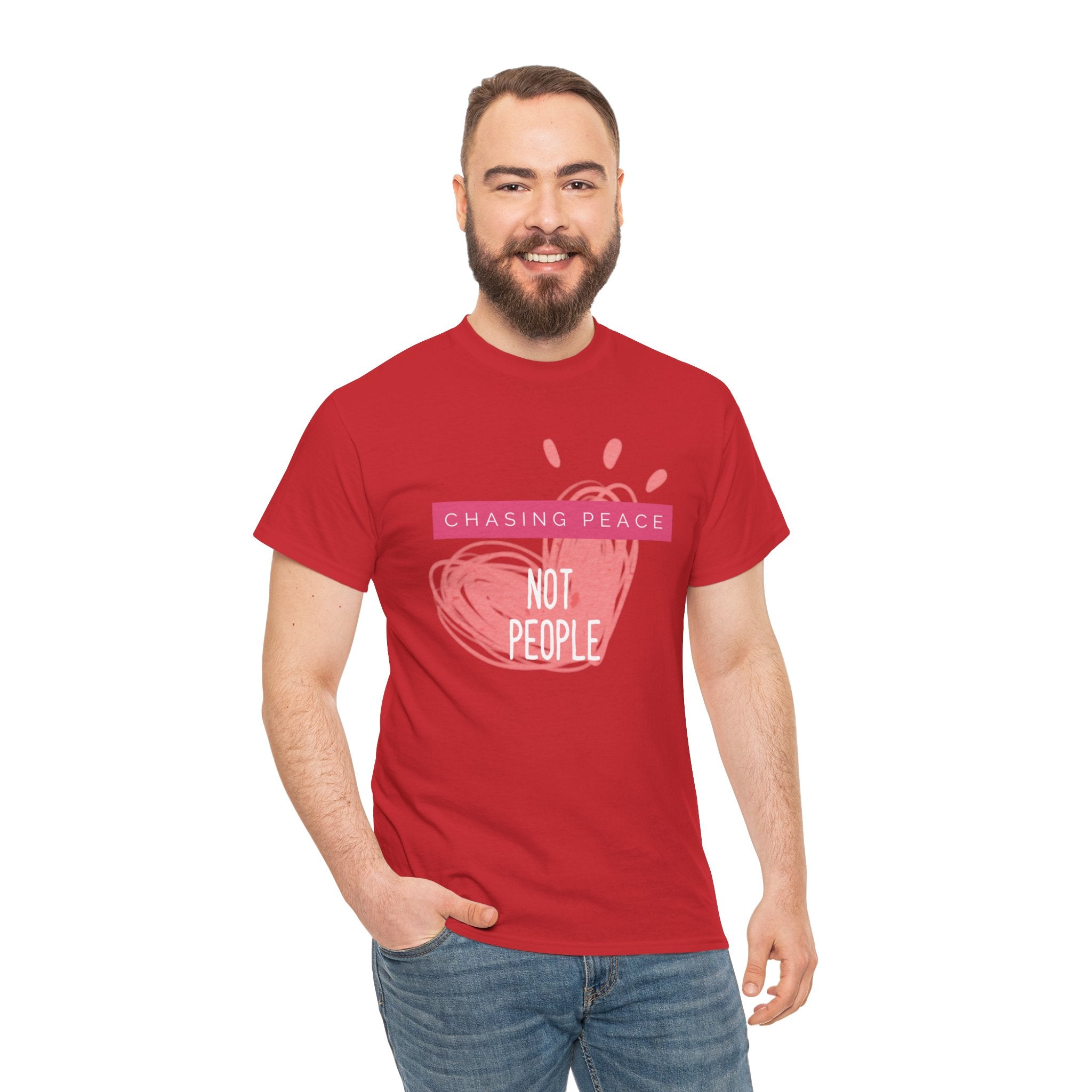 Chasing Peace Not People Tee — Pink Graphic Mental Health Awareness T‑Shirt