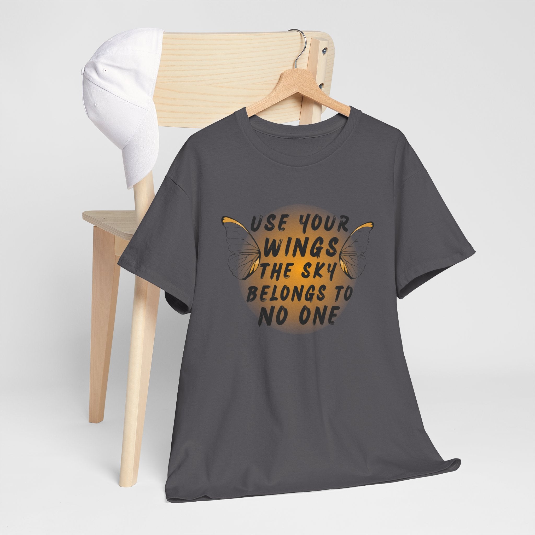 T-Shirt — "Use Your Wings, The Sky Belongs to No One" Inspirational Graphic Tee