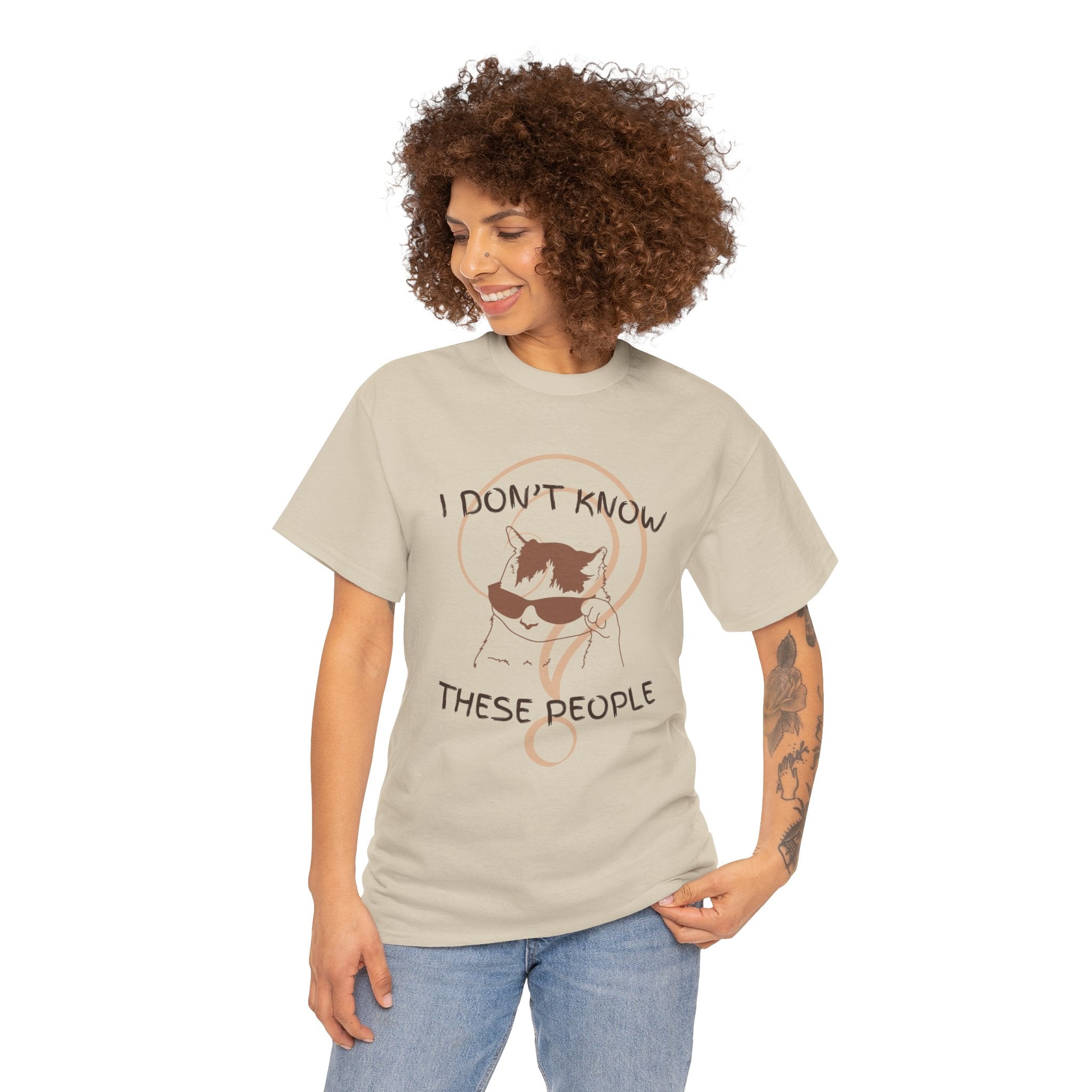 Cat Graphic Tee — "I Don't Know These People" Introvert Humor Shirt