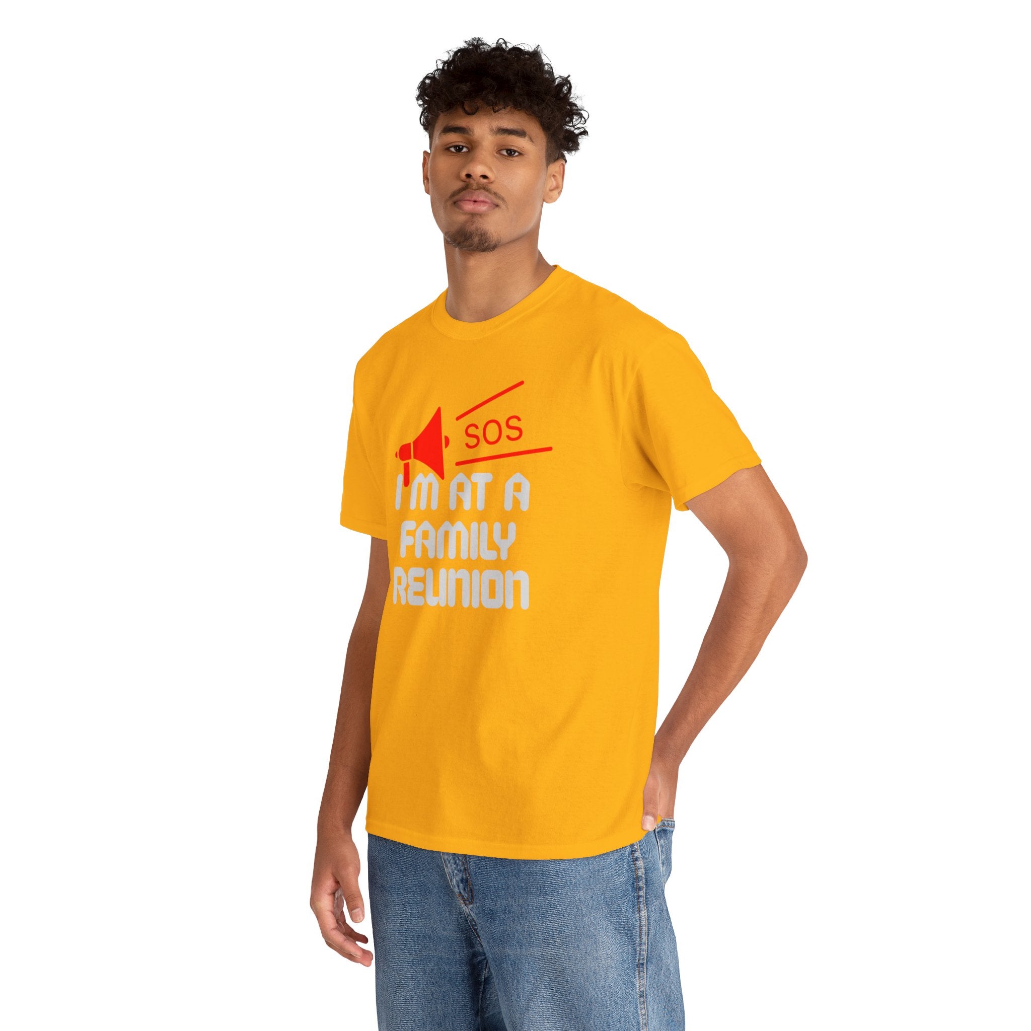 I'm At A Family Reunion T‑Shirt — Funny SOS Megaphone Family Reunion Tee