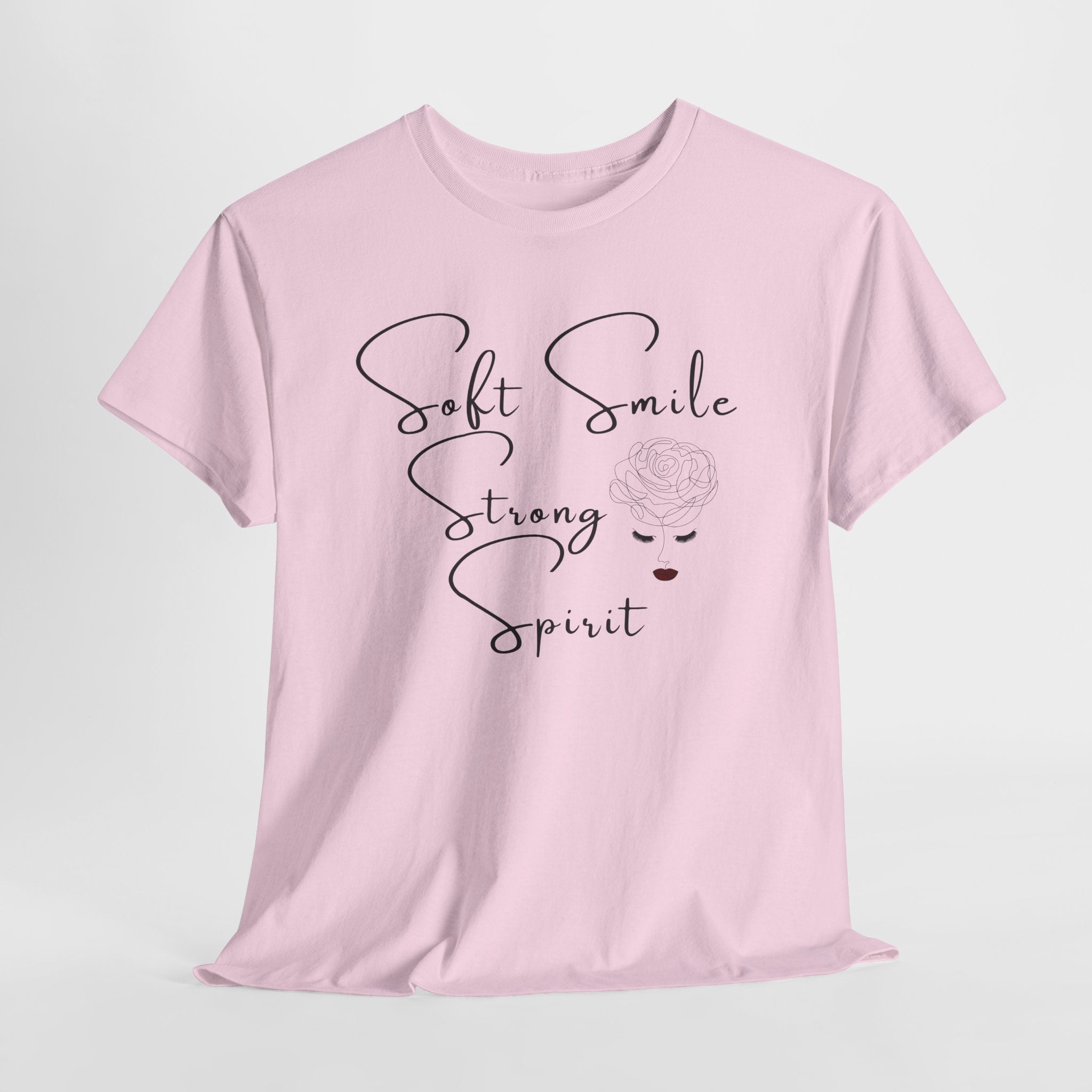 Soft Smile Strong Spirit Tee — Minimal Line Art Inspirational T-Shirt