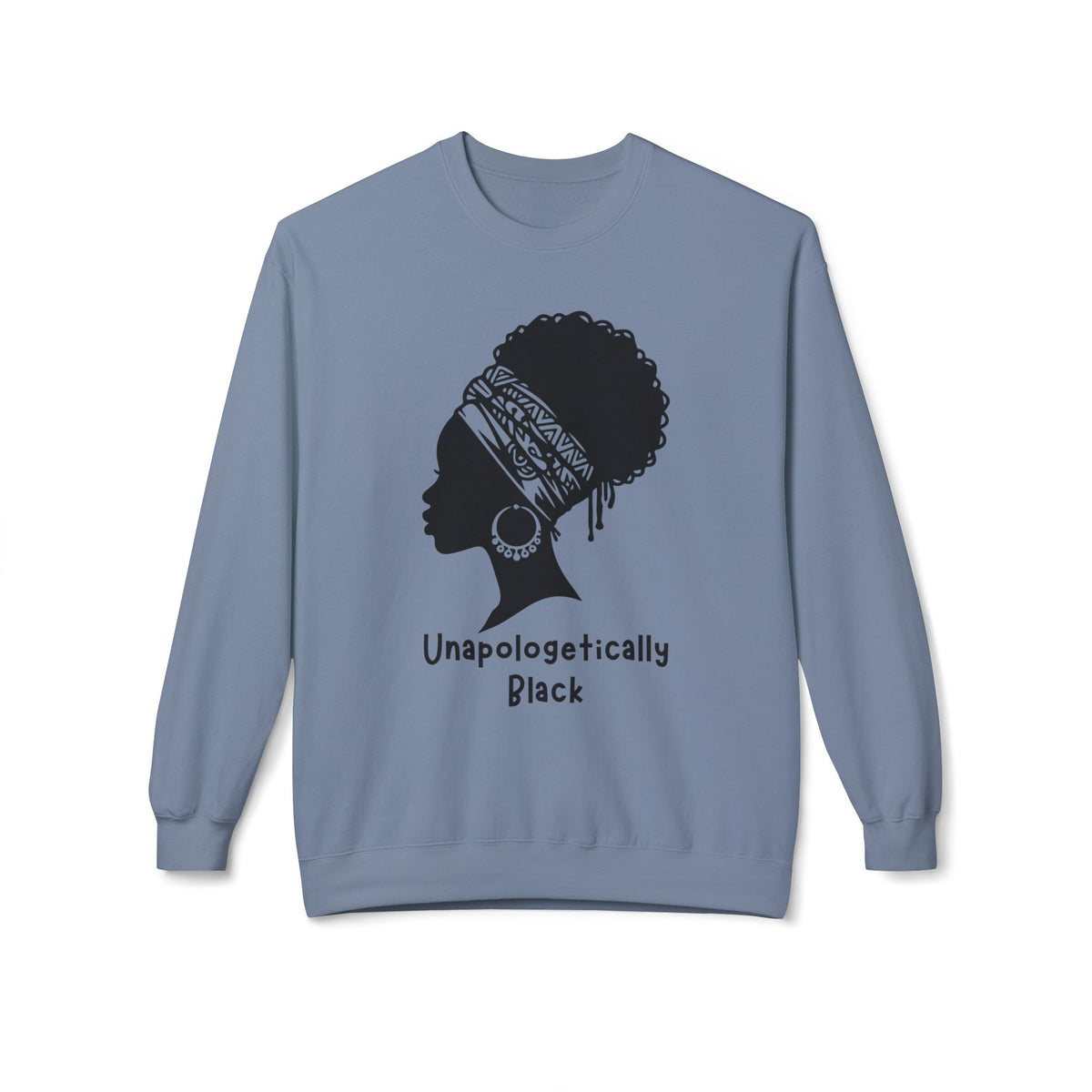 "Unapologetically Black" Graphic Crewneck Sweatshirt — Minimal Line Art Woman