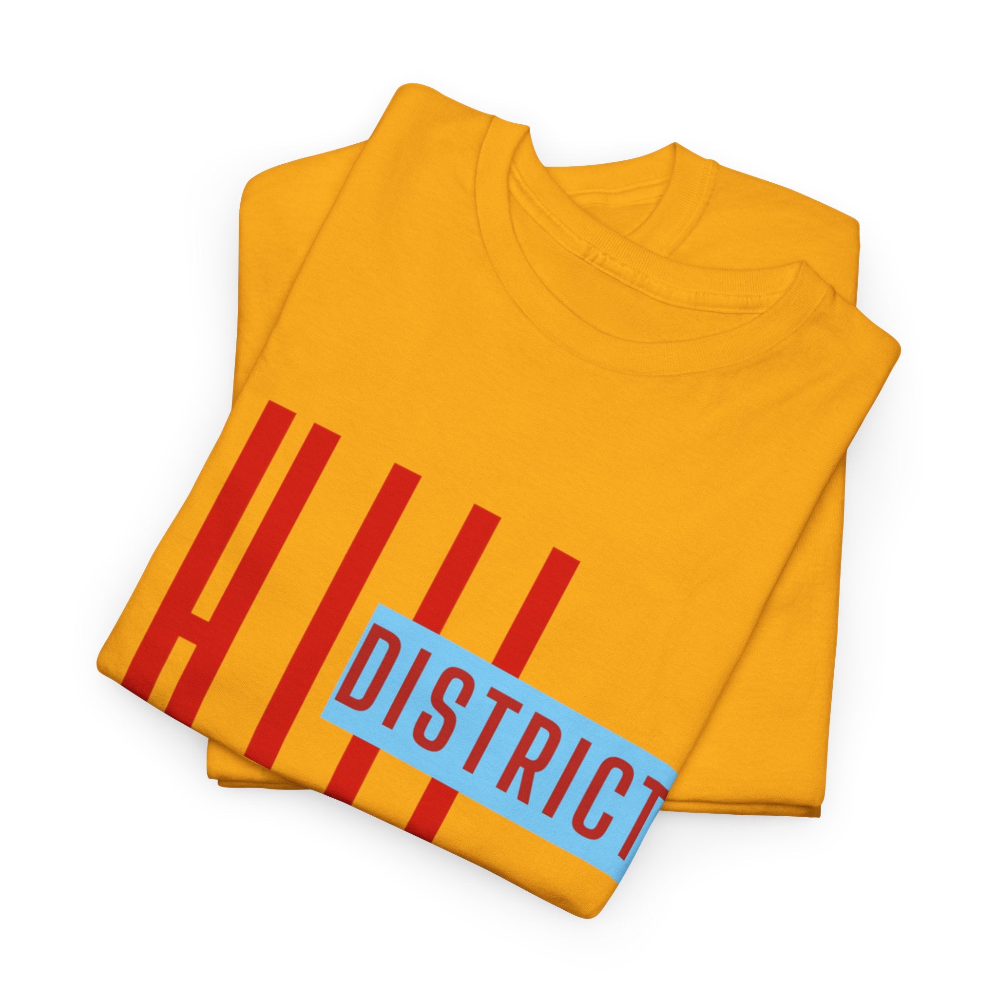 Hill District T-Shirt — Retro Red & Blue 'DISTRICT' Graphic Tee