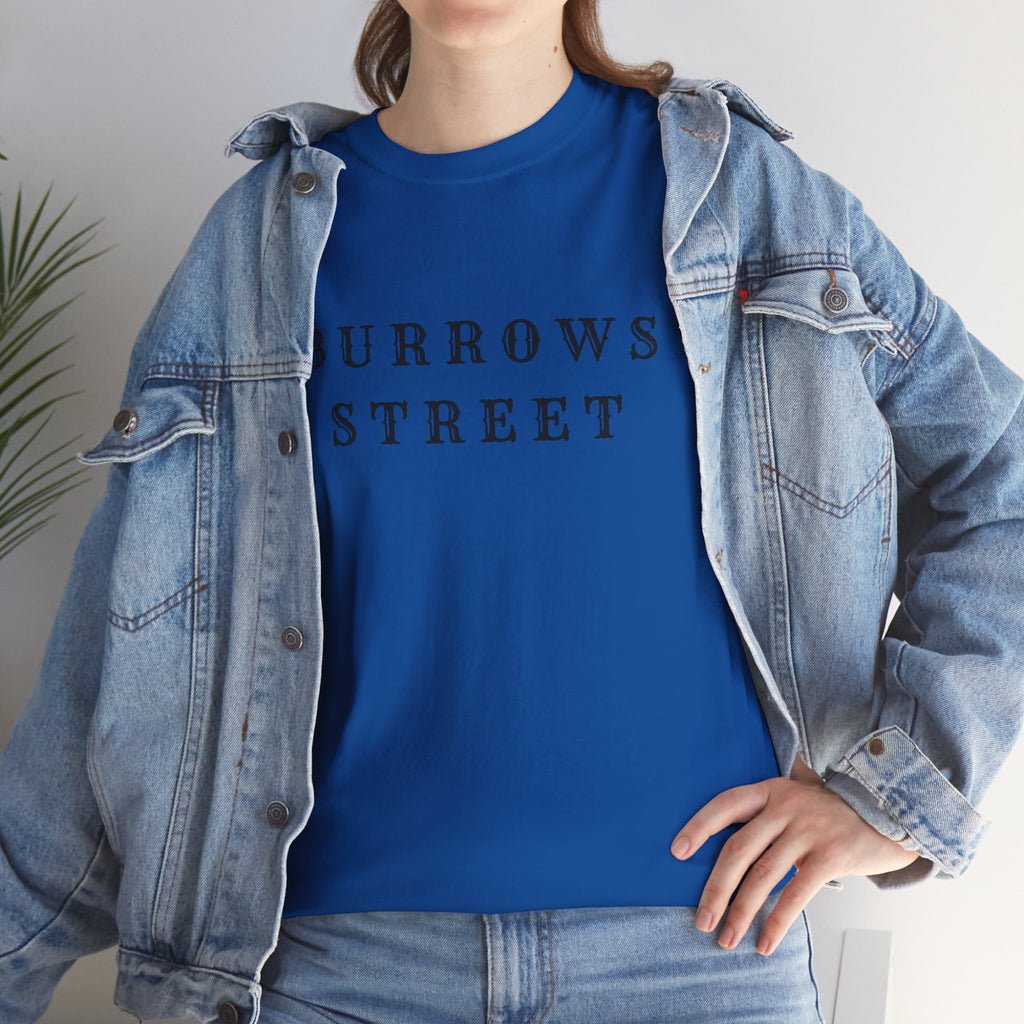 Burrows Street T‑Shirt — Minimalist Vintage Lettering Tee