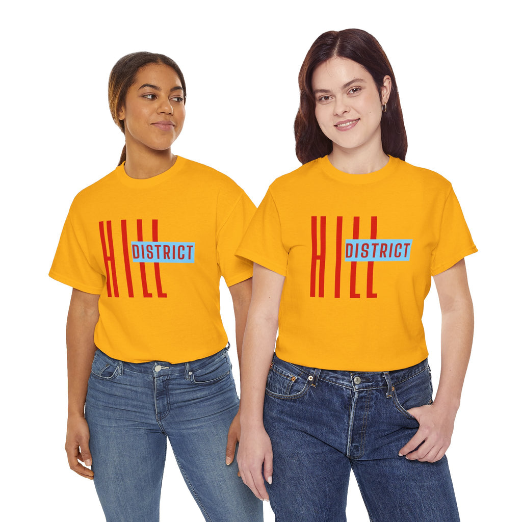 Hill District T-Shirt — Retro Red & Blue 'DISTRICT' Graphic Tee
