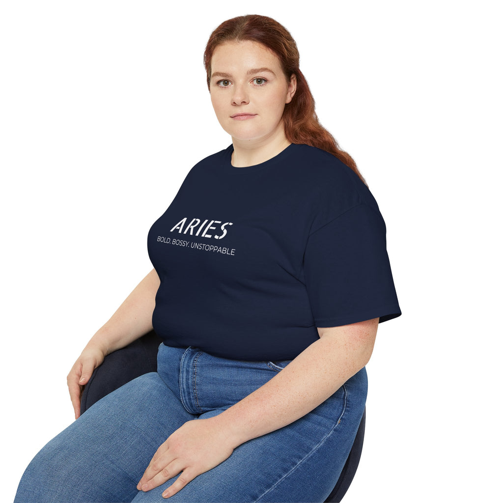 Aries Zodiac T‑Shirt — "Bold. Bossy. Unstoppable." Cotton Tee