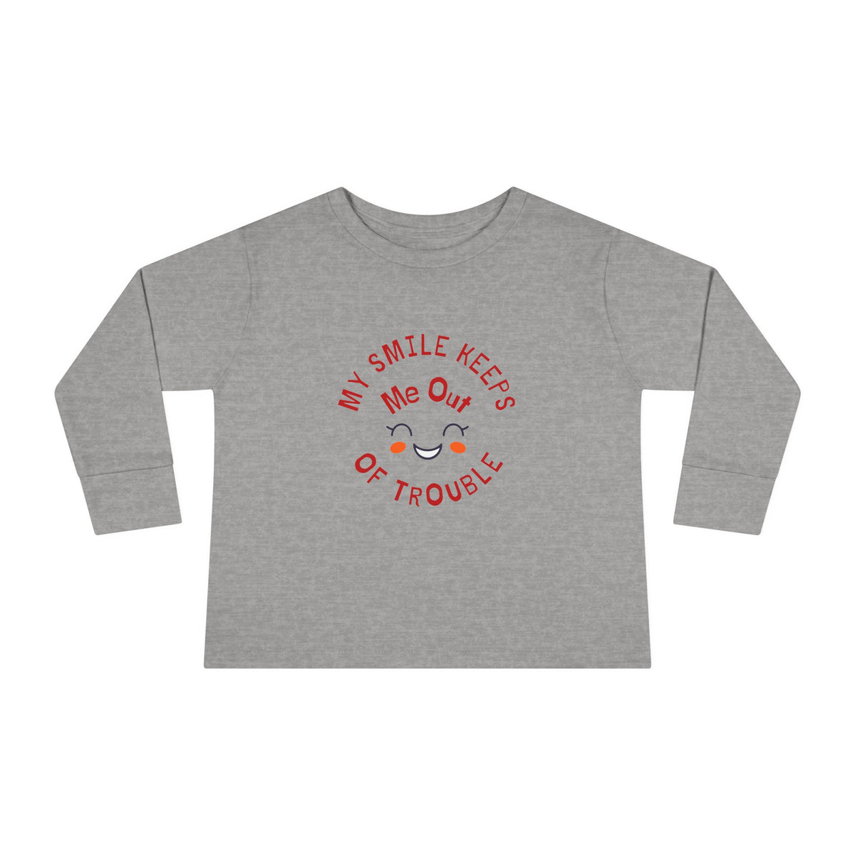 My smile keeps me out of trouble Toddler Long Sleeve Tee