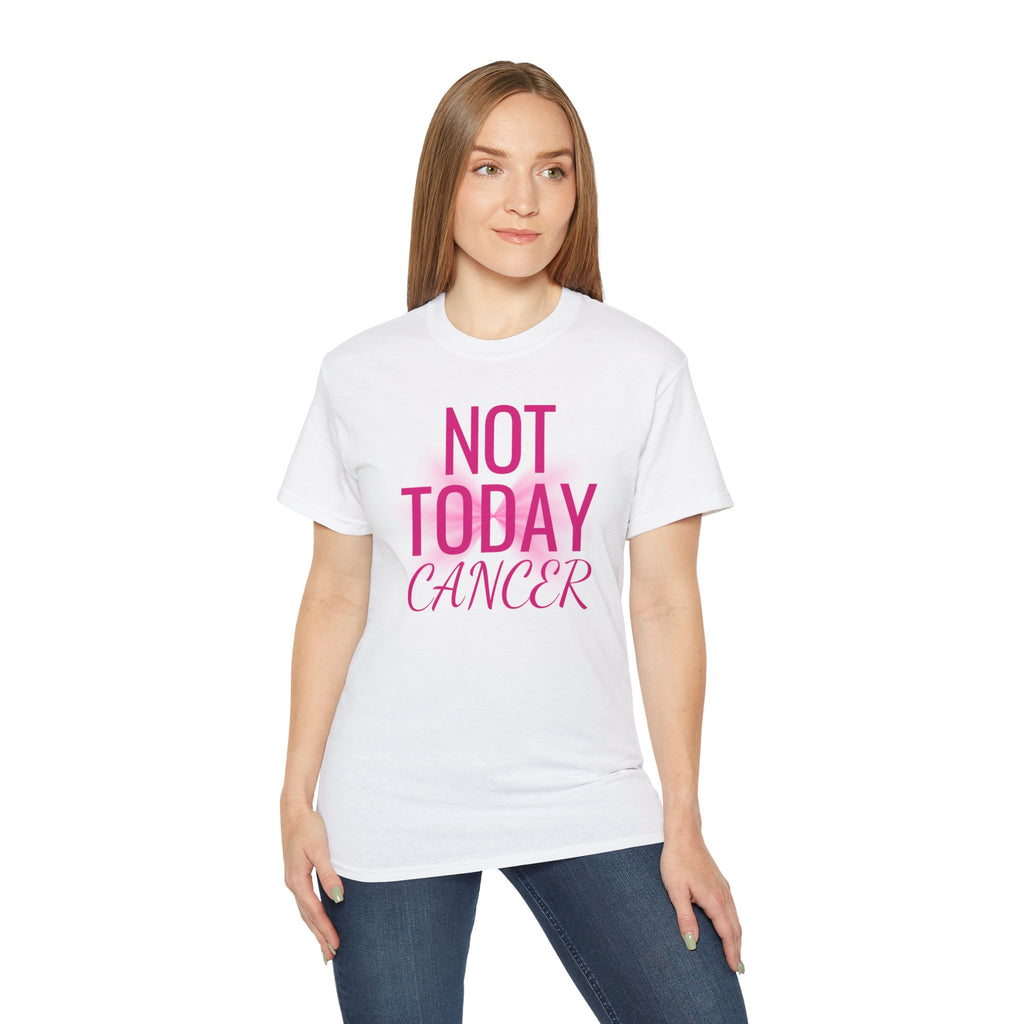 Not Today Cancer T-Shirt — Inspirational Cancer Awareness Tee with Pink Ribbon