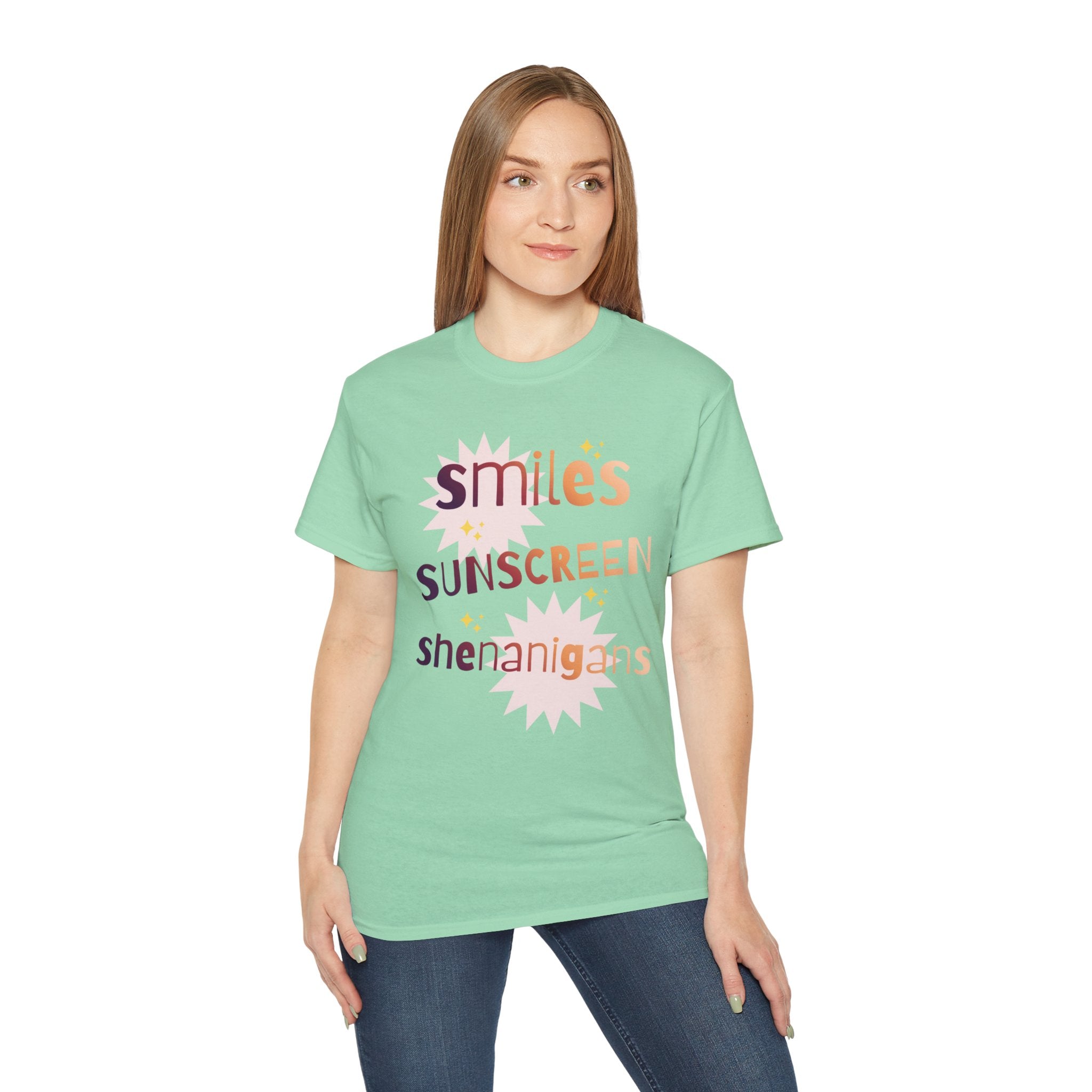 Smiles Sunscreen Shenanigans Tee — Fun Summer Beach Shirt