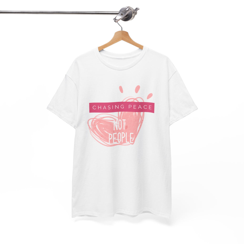 Chasing Peace Not People Tee — Pink Graphic Mental Health Awareness T‑Shirt
