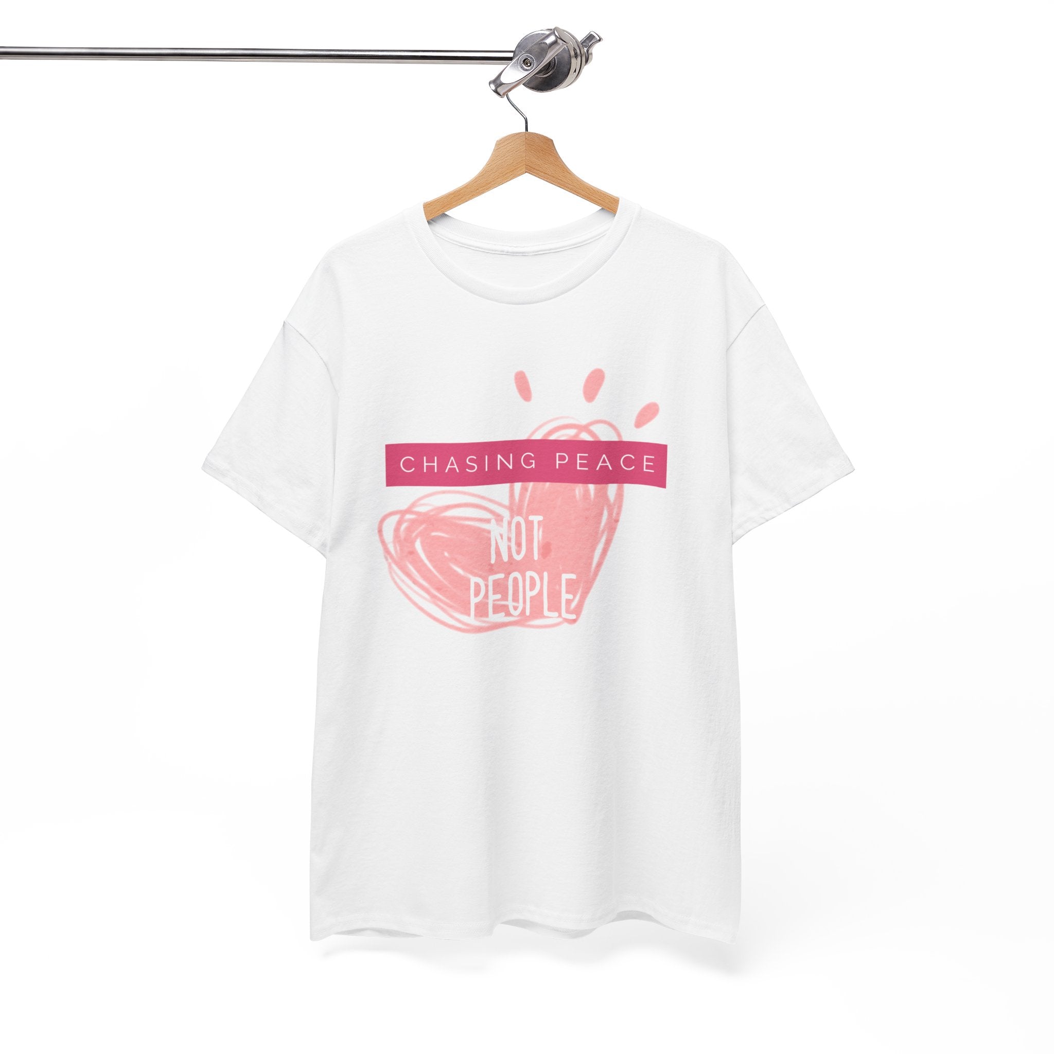 Chasing Peace Not People Tee — Pink Graphic Mental Health Awareness T‑Shirt