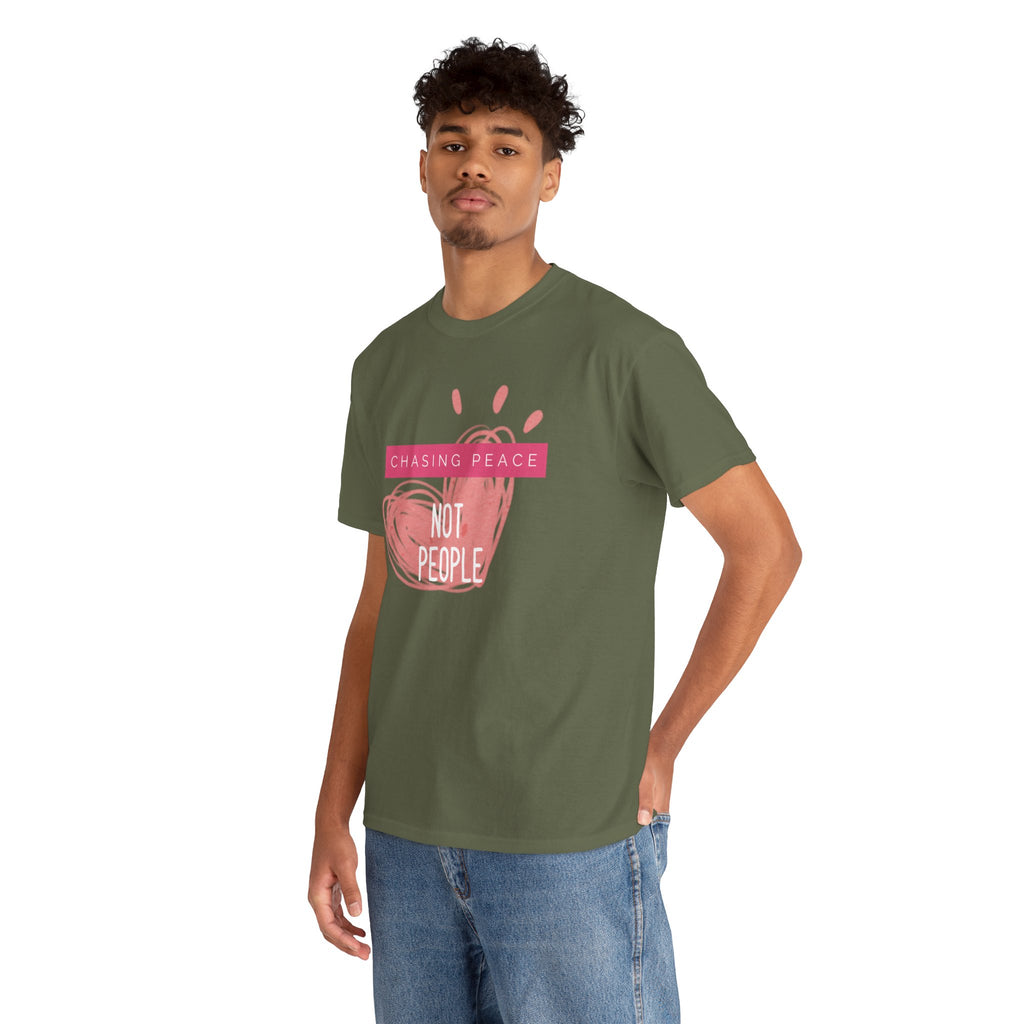 Chasing Peace Not People Tee — Pink Graphic Mental Health Awareness T‑Shirt