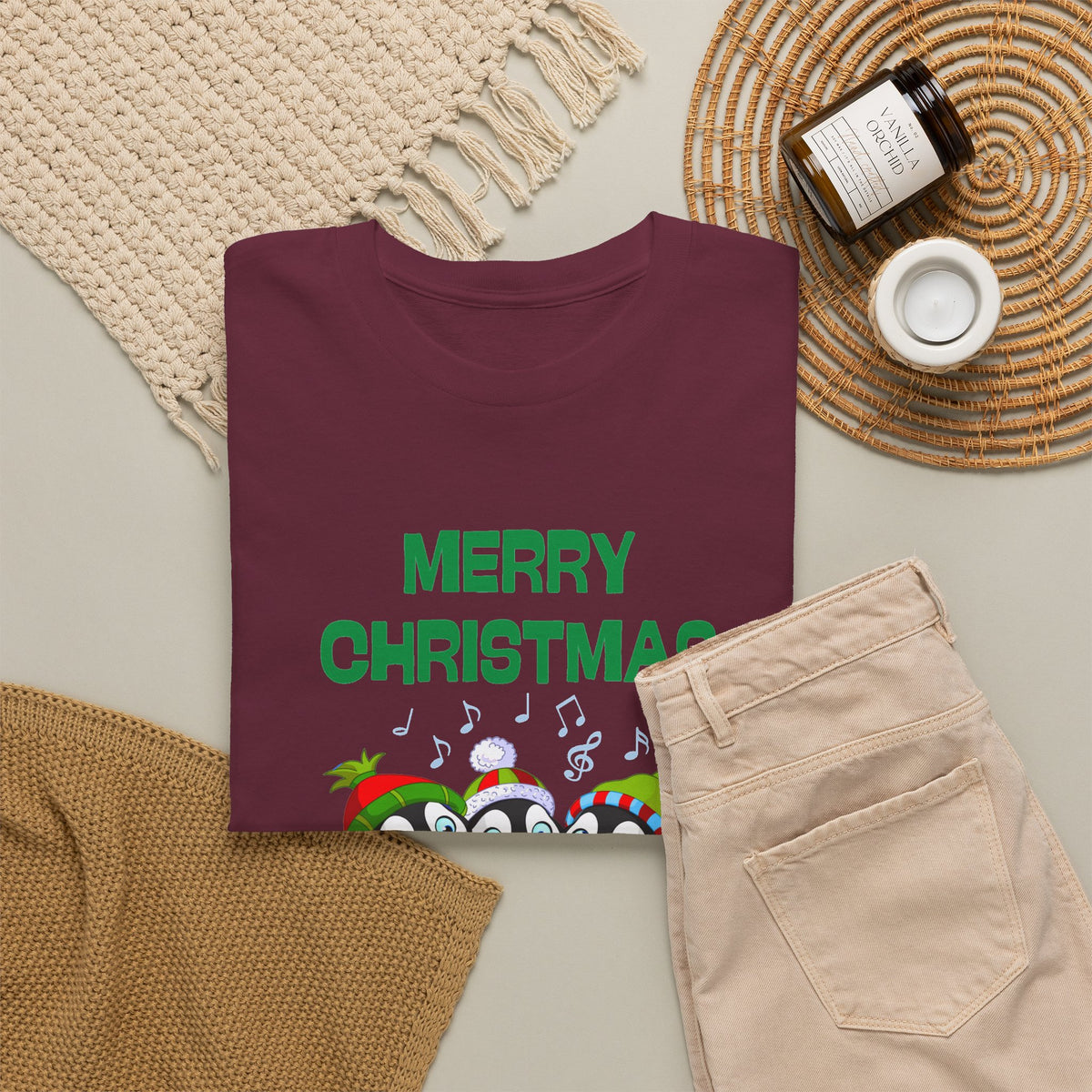 Merry Christmas Penguin Trio Holiday T-Shirt