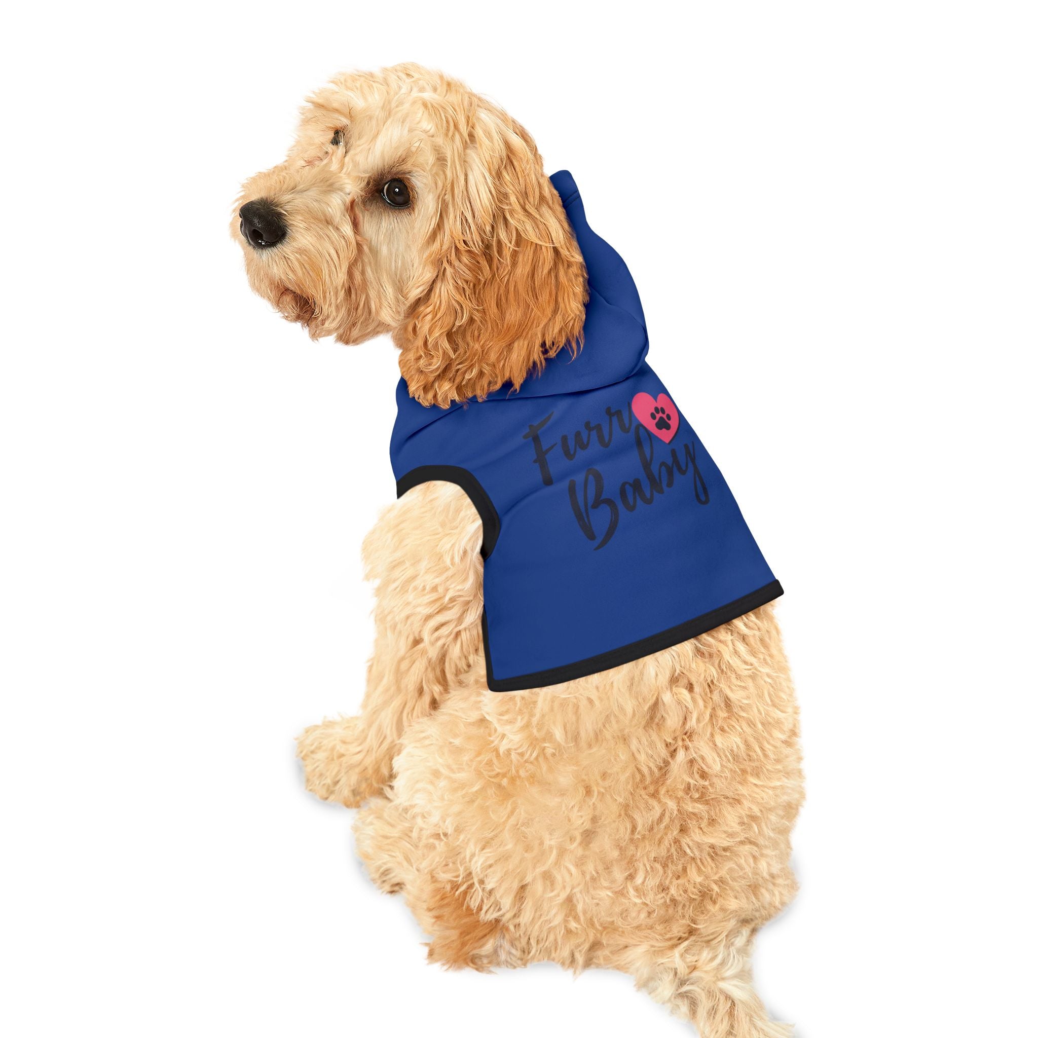Pet Hoodie — "Furr Baby" Blue Dog & Cat Hoodie with Paw Heart