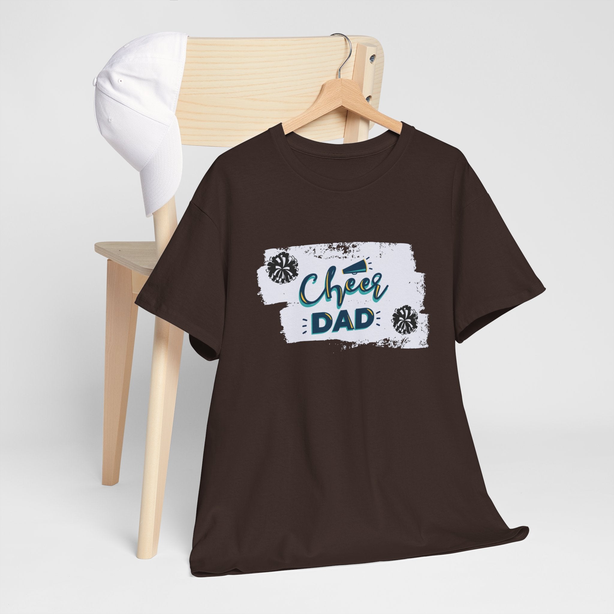 Cheer Dad T-Shirt — Cheerleading Dad Tee with Pom-Poms, Father's Day Gift