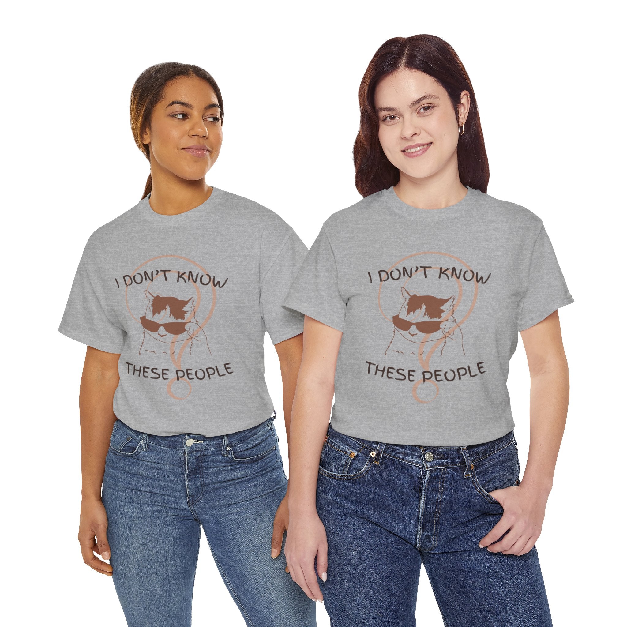 Cat Graphic Tee — "I Don't Know These People" Introvert Humor Shirt