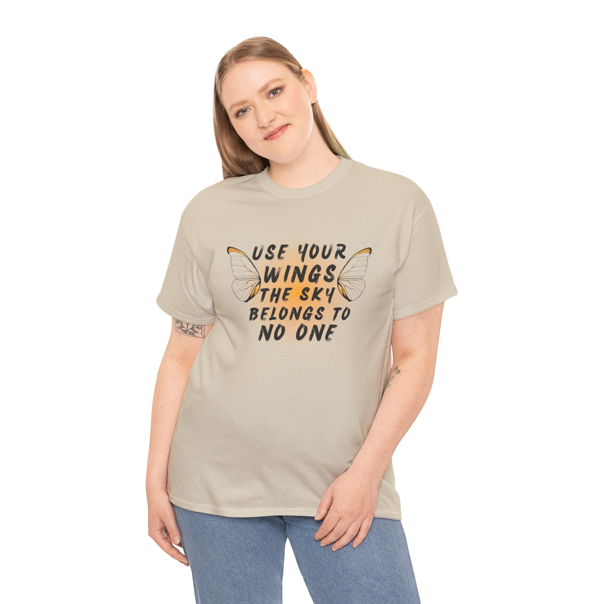 T-Shirt — "Use Your Wings, The Sky Belongs to No One" Inspirational Graphic Tee