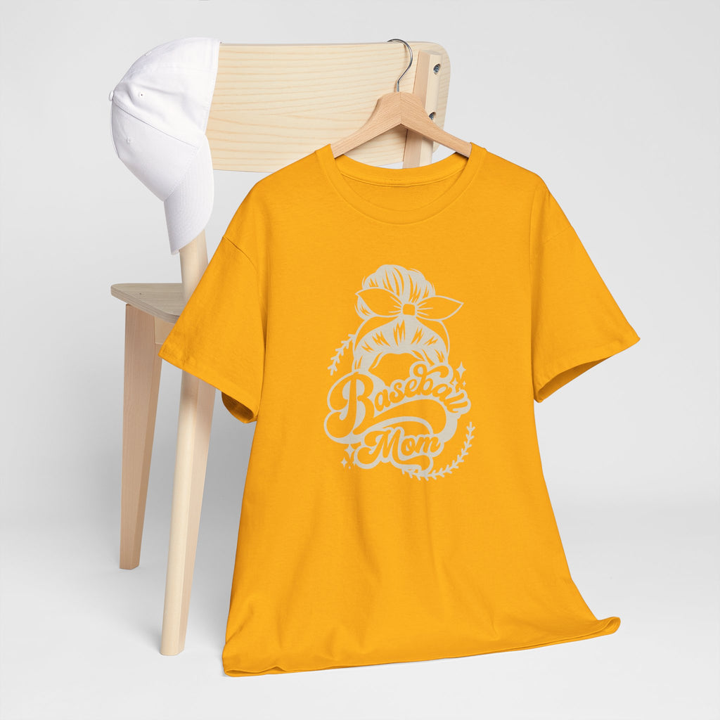 Baseball Mom Tee — Messy Bun Graphic Shirt for Proud Baseball Moms
