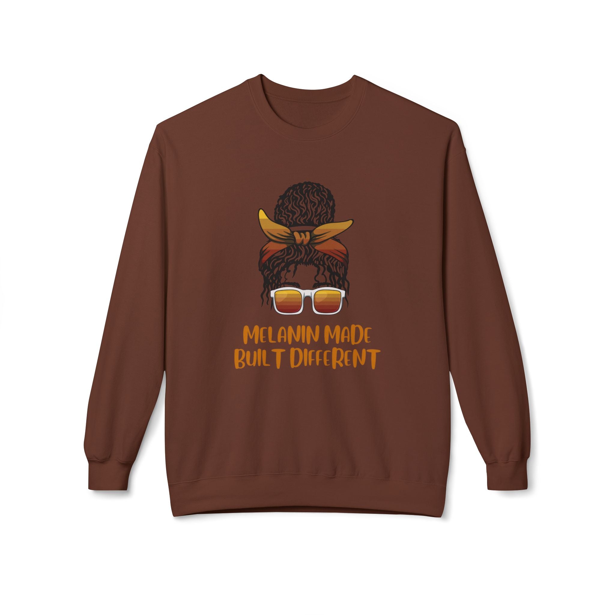 Melanin Made Built Different Sweatshirt — Afro Puff Bandana Crewneck