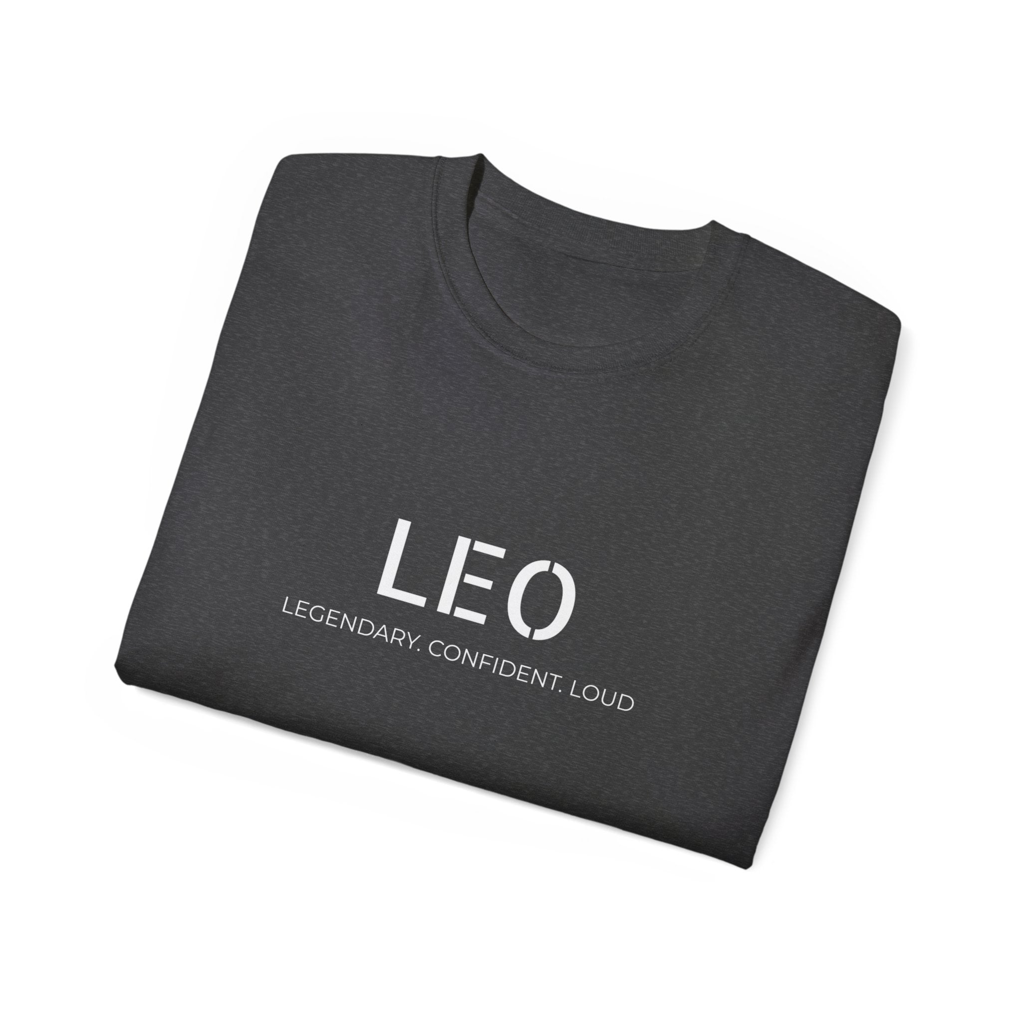 Leo Zodiac T-Shirt — "LEO: Legendary Confident Loud" Minimal Horoscope Tee