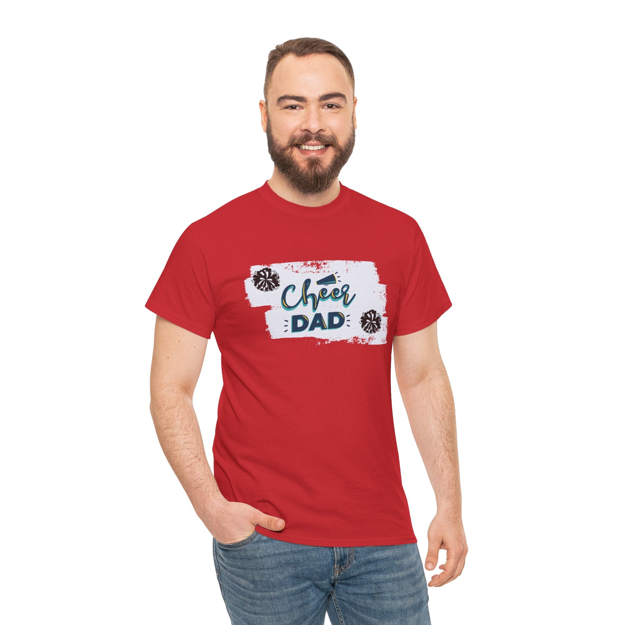 Cheer Dad T-Shirt — Cheerleading Dad Tee with Pom-Poms, Father's Day Gift