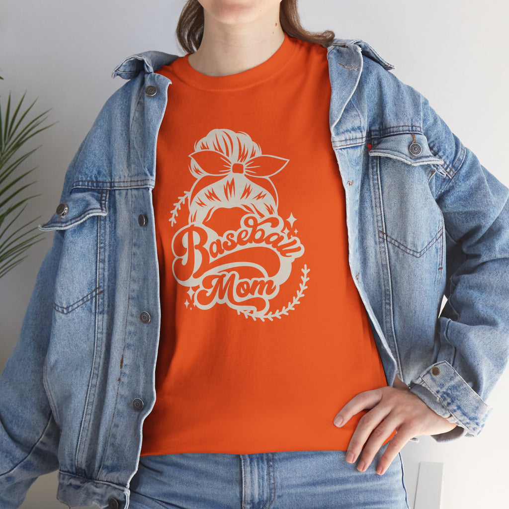 Baseball Mom Tee — Messy Bun Graphic Shirt for Proud Baseball Moms
