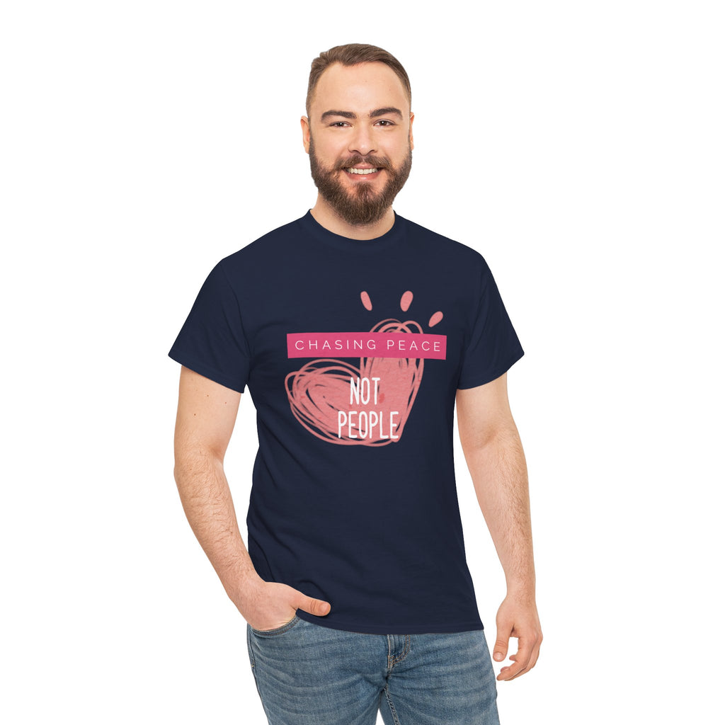Chasing Peace Not People Tee — Pink Graphic Mental Health Awareness T‑Shirt