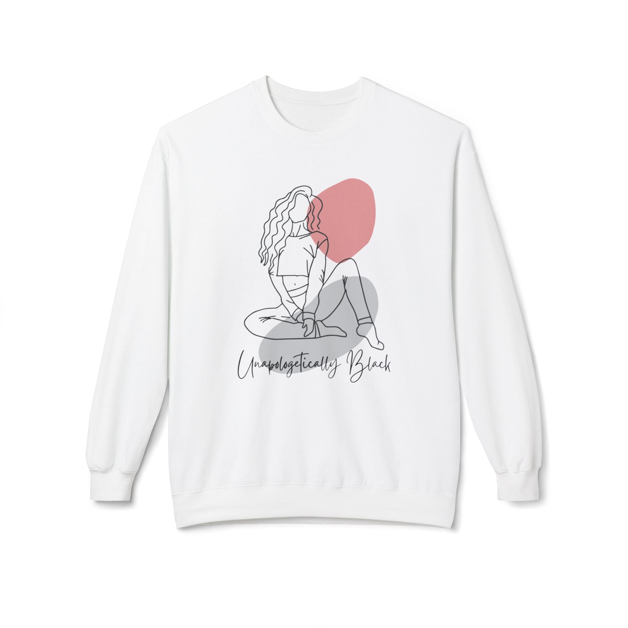 Crewneck Sweatshirt — Minimal Line Art Woman "Unapologetically Black" Graphic