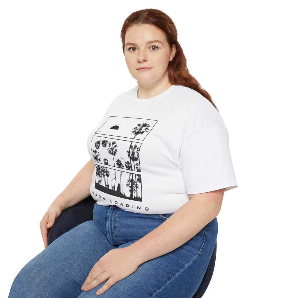 Vacation Loading T‑Shirt — Retro Palm & Sunset Graphic Tee