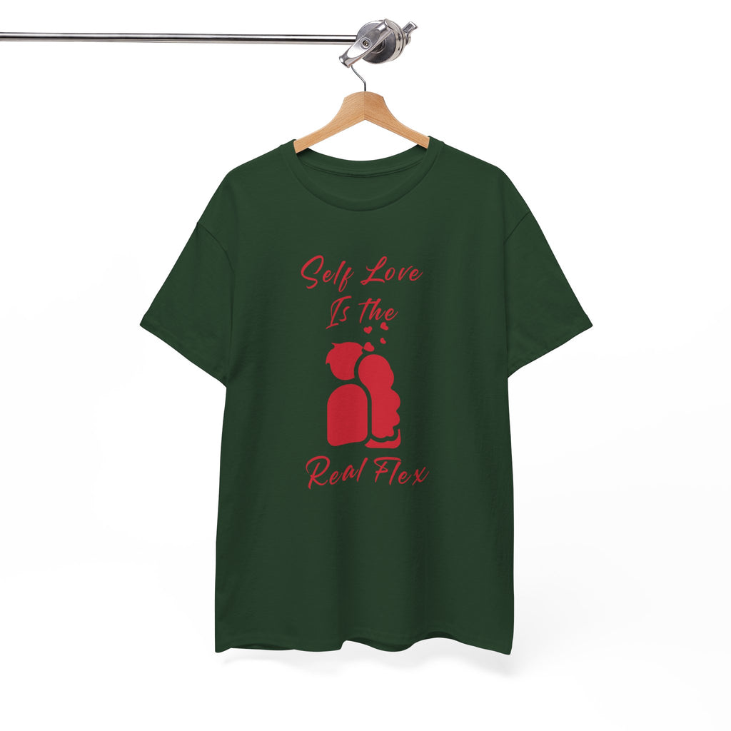 T-Shirt — "Self Love Is The Real Flex" Romantic Couple Graphic Tee