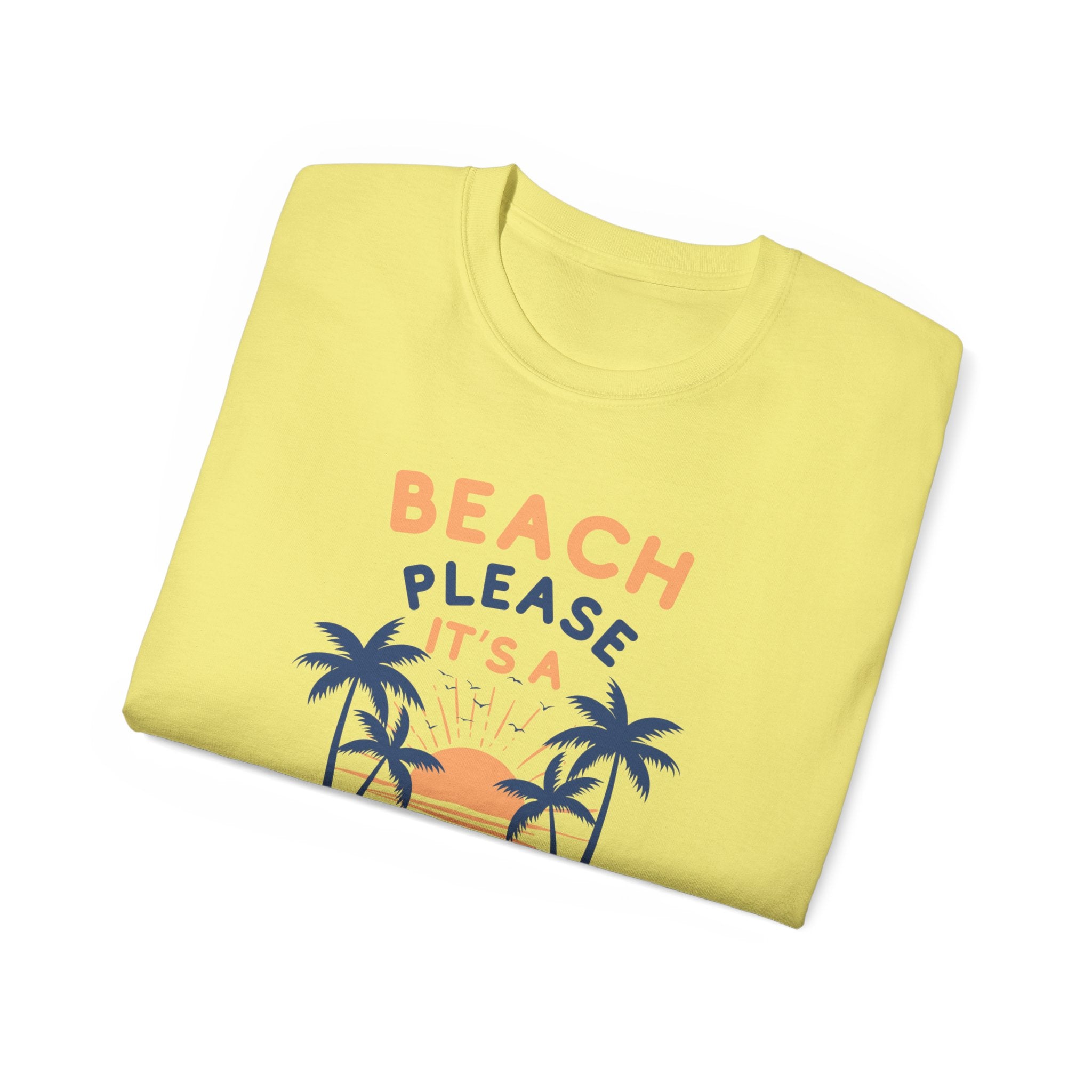 Beach Please It's a Girl's Trip Tee — Tropical Palm Sunset Vacation Shirt