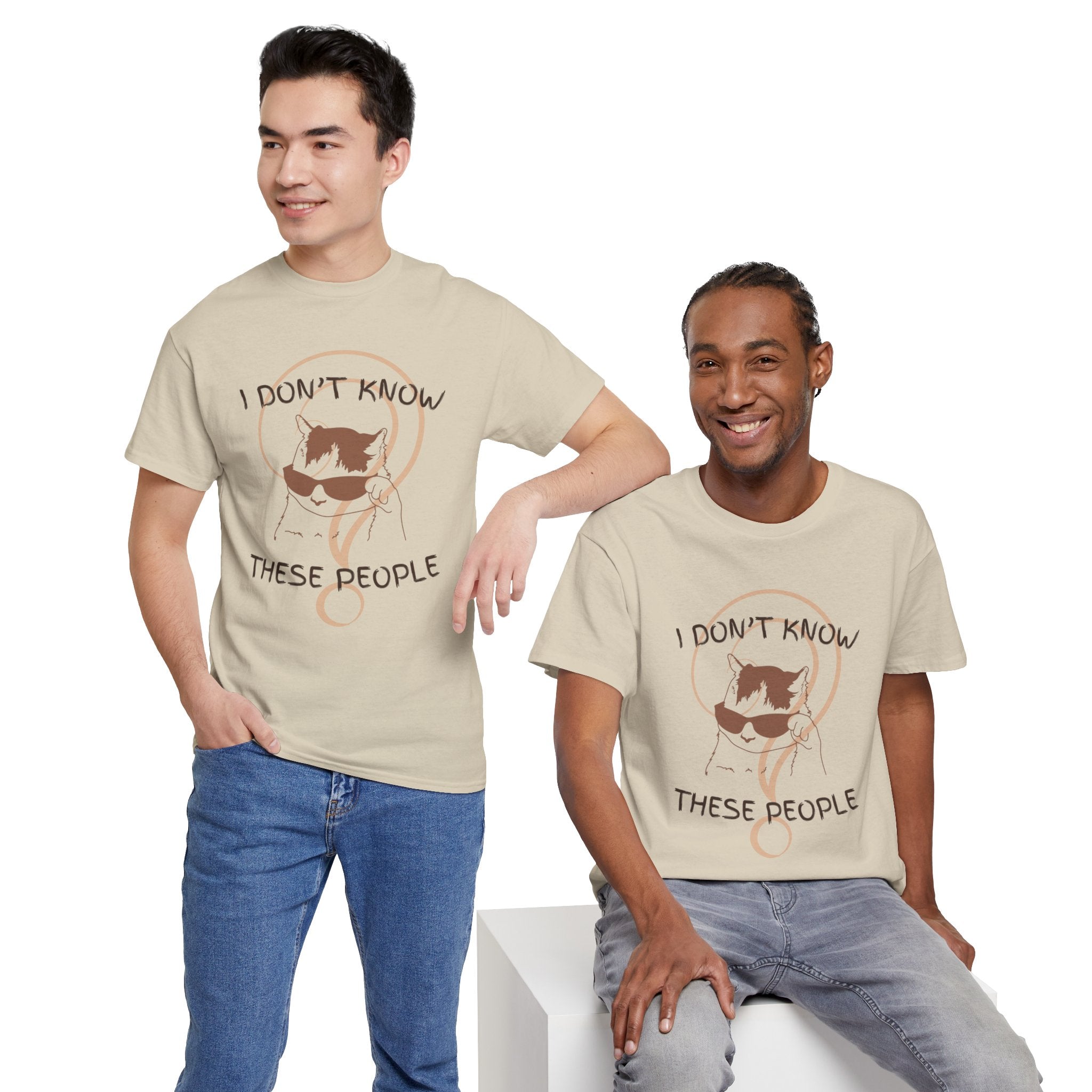 Cat Graphic Tee — "I Don't Know These People" Introvert Humor Shirt