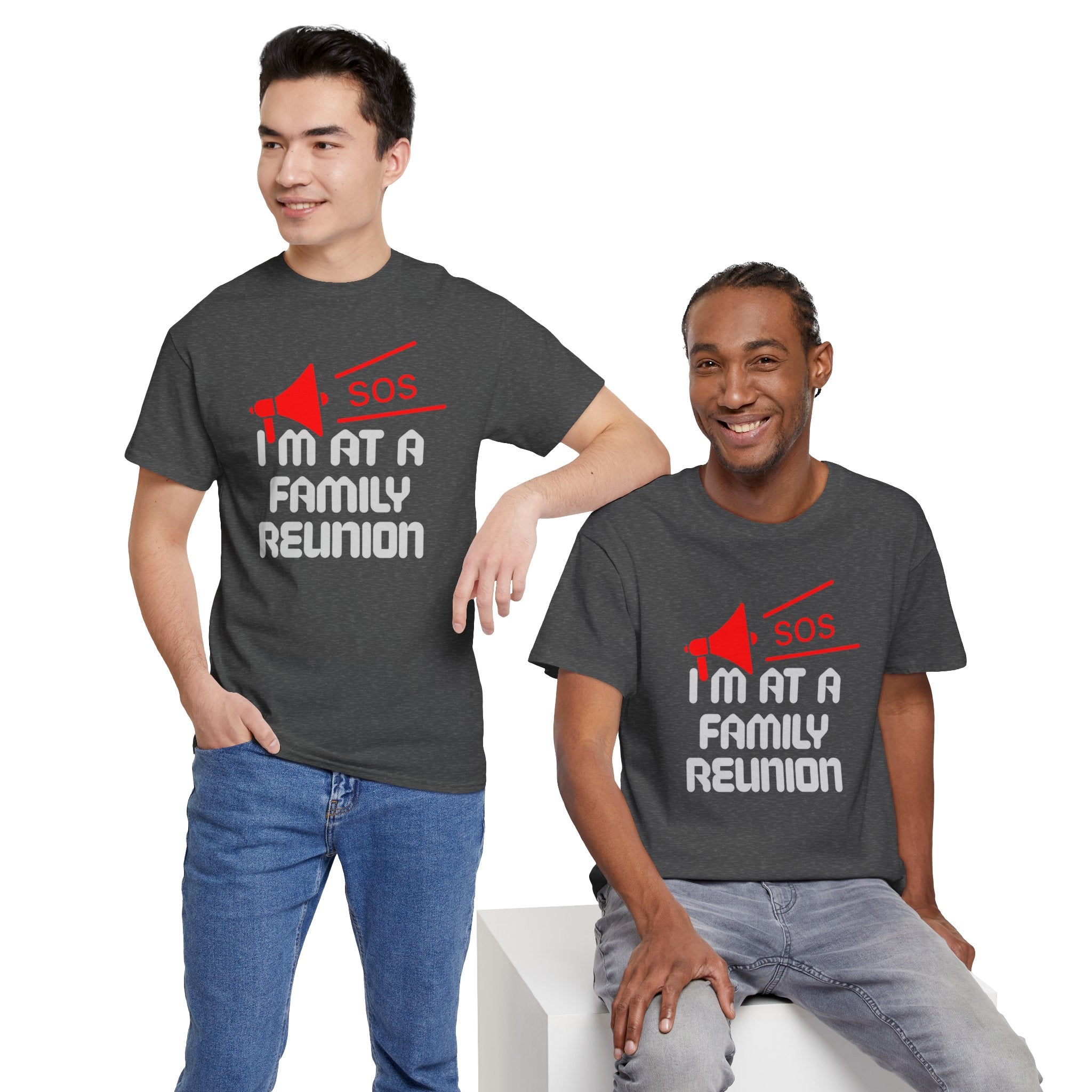 I'm At A Family Reunion T‑Shirt — Funny SOS Megaphone Family Reunion Tee