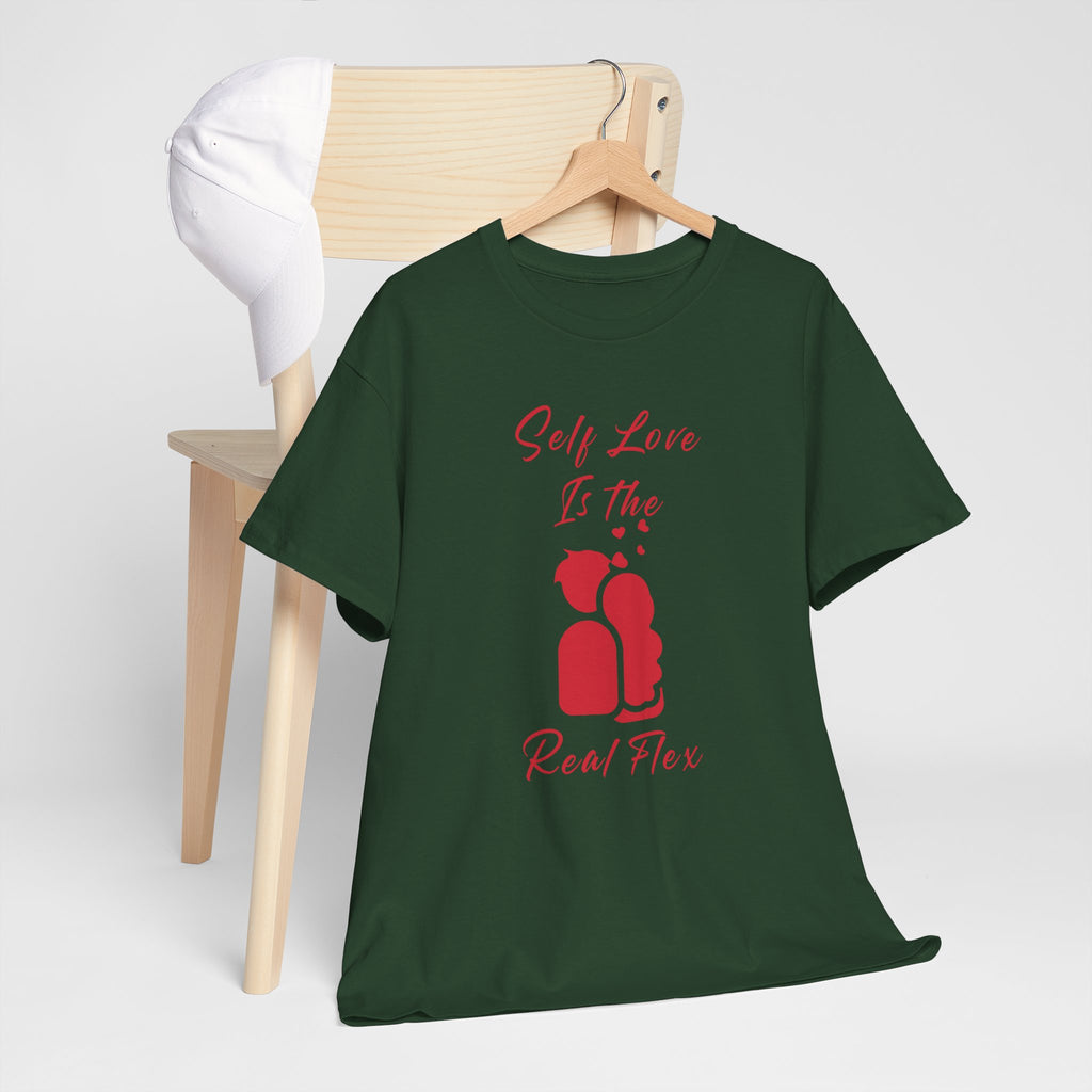 T-Shirt — "Self Love Is The Real Flex" Romantic Couple Graphic Tee