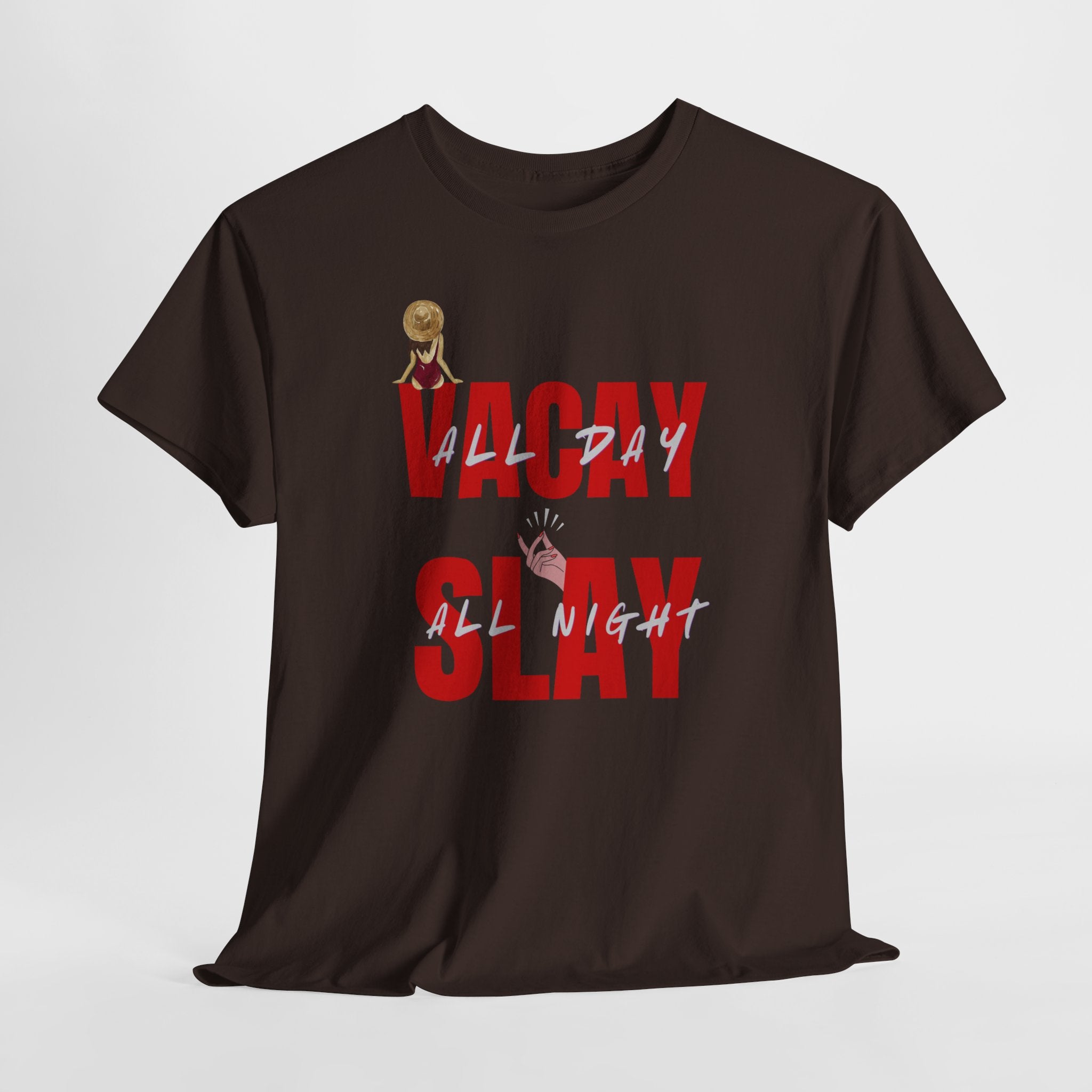 Slay All Night Graphic Tee — "Slay All Night" Red Text Party Shirt