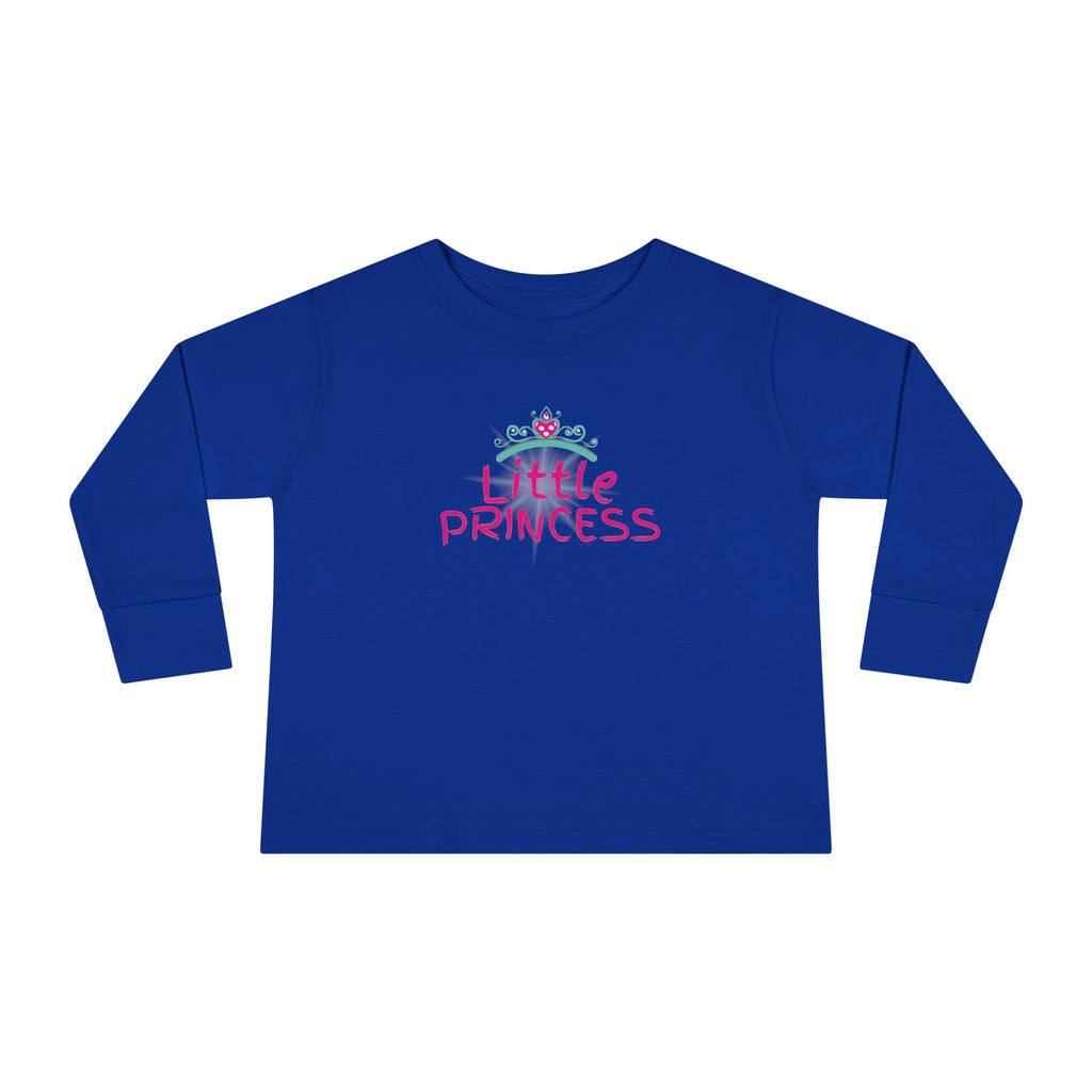 Little Princess Toddler Long Sleeve Tee – Pink Tiara & Heart Graphic